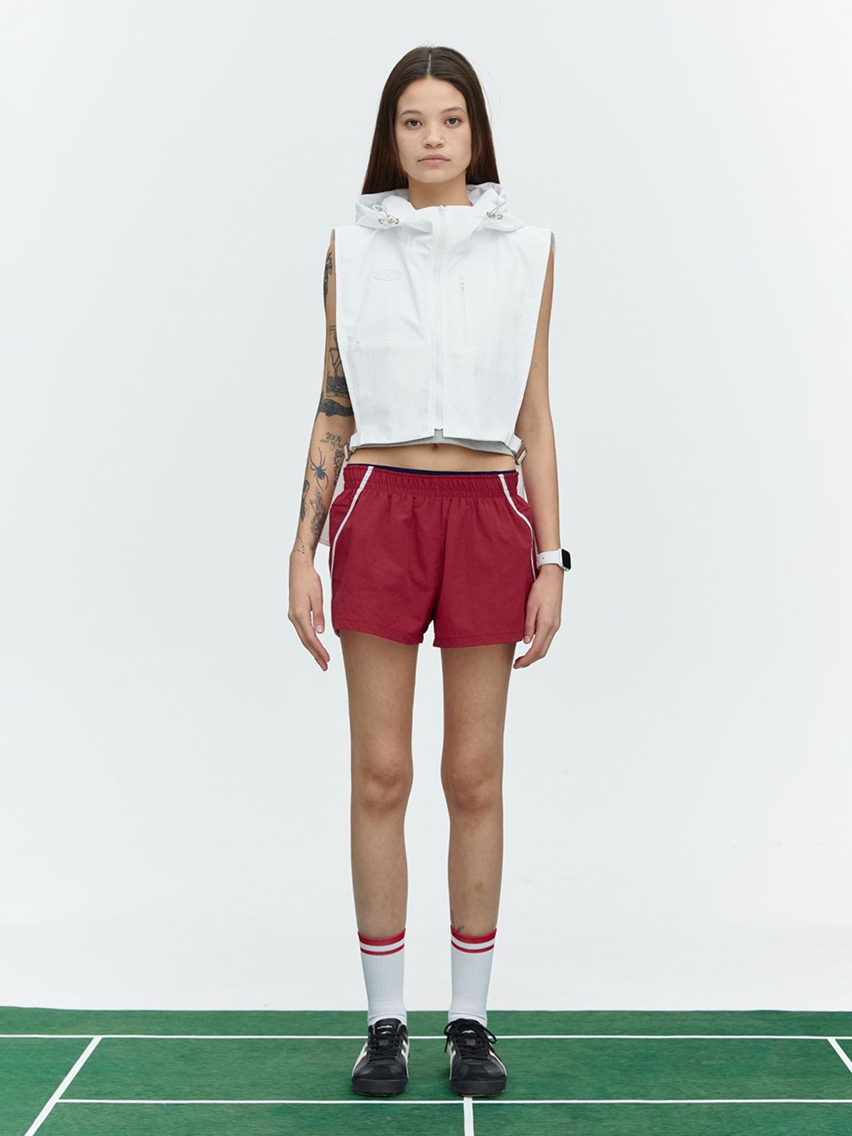 미나수(MENASOO) RUNNING TRACK NYLON SHORTS_RED