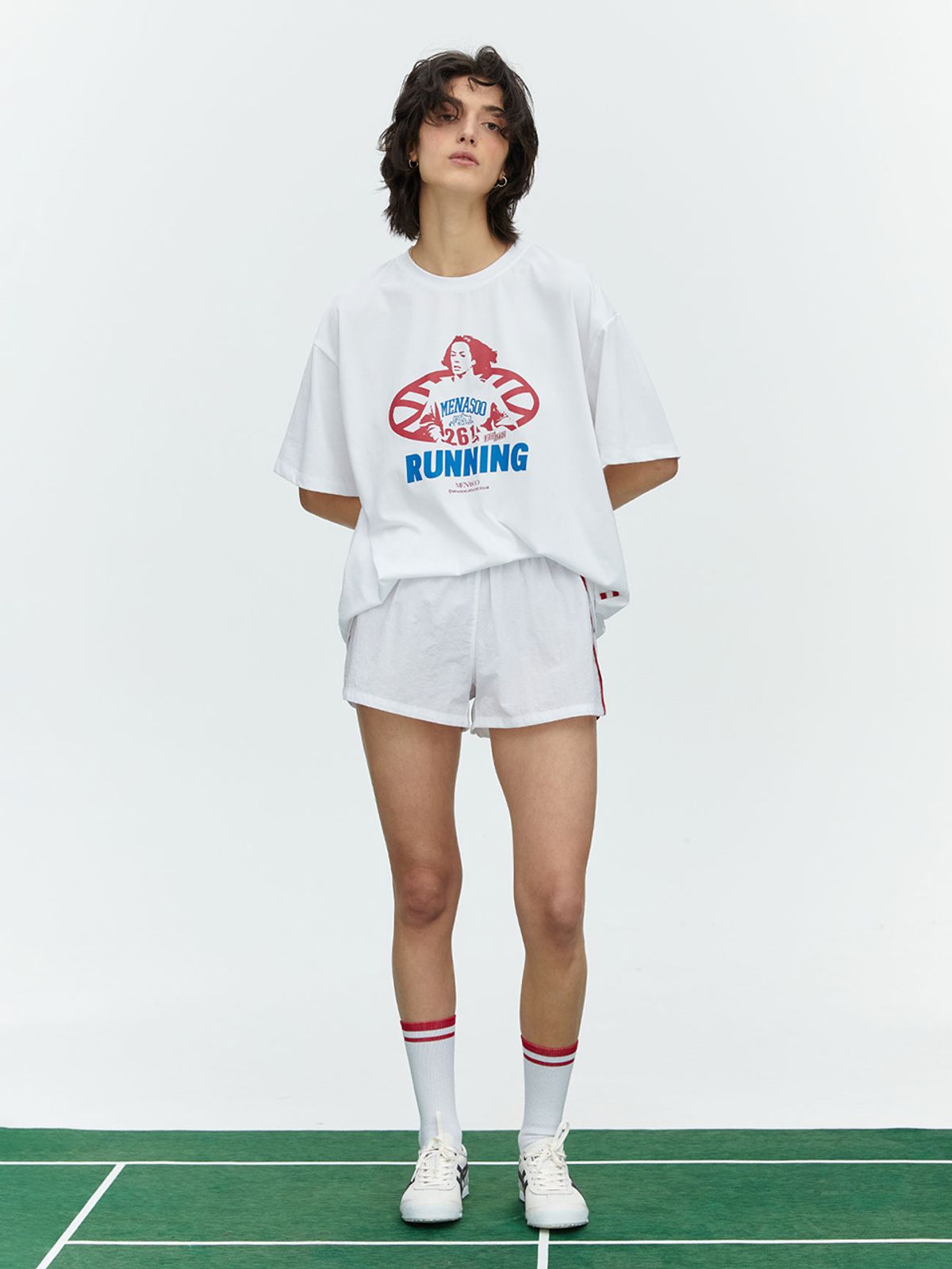 미나수(MENASOO) RUNNING TRACK NYLON SHORTS_WHITE