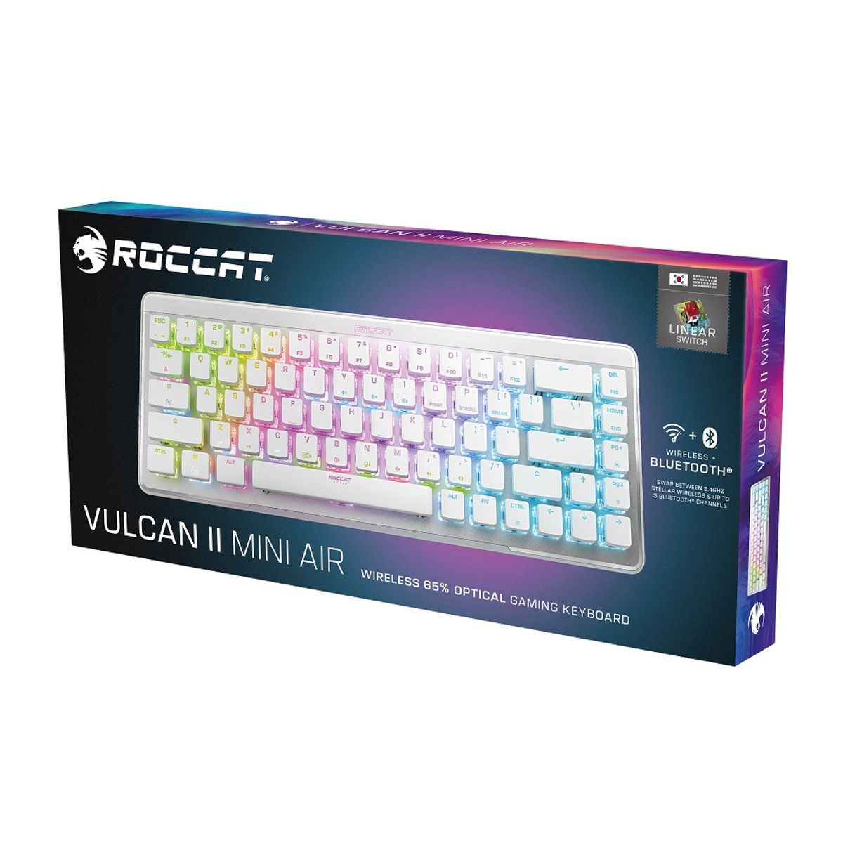 로캣(ROCCAT) 벌칸2 미니 에어 Vulcan II Mini Air 무선 게이밍 키보드 White (적축/영문 자판)