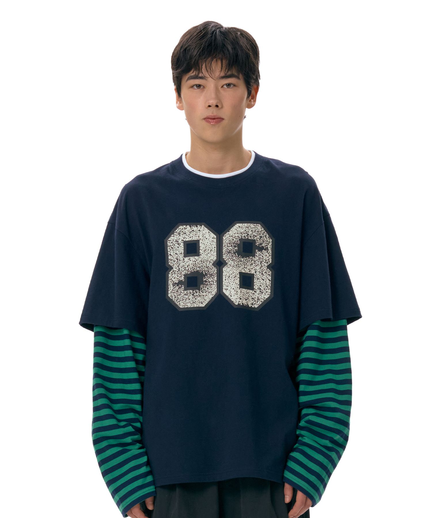 AMES-WORLDWIDE☆STRIPE LAYERED LS TEE MUSINSA公式 | AMES-WORLDWIDE STRIPE LAYERED LS TEE NAVY