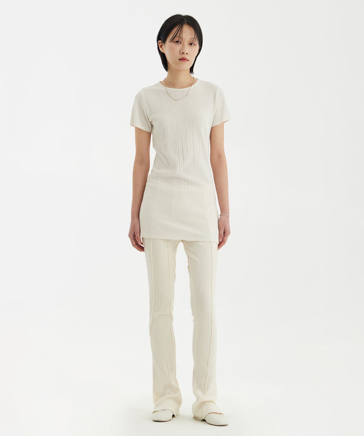 유스(YOUTH) Long-Line Jersey T-Shirt - Ivory