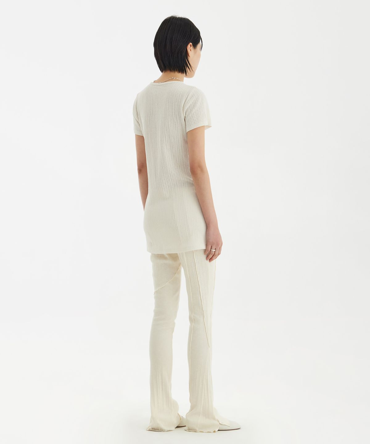 유스(YOUTH) Long-Line Jersey T-Shirt - Ivory