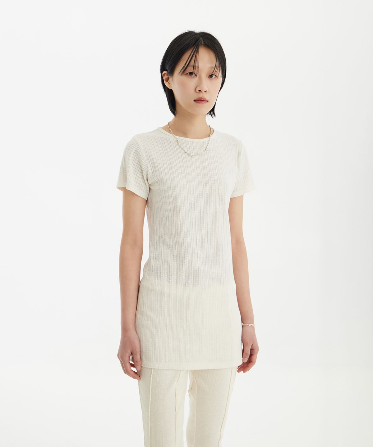 유스(YOUTH) Long-Line Jersey T-Shirt - Ivory