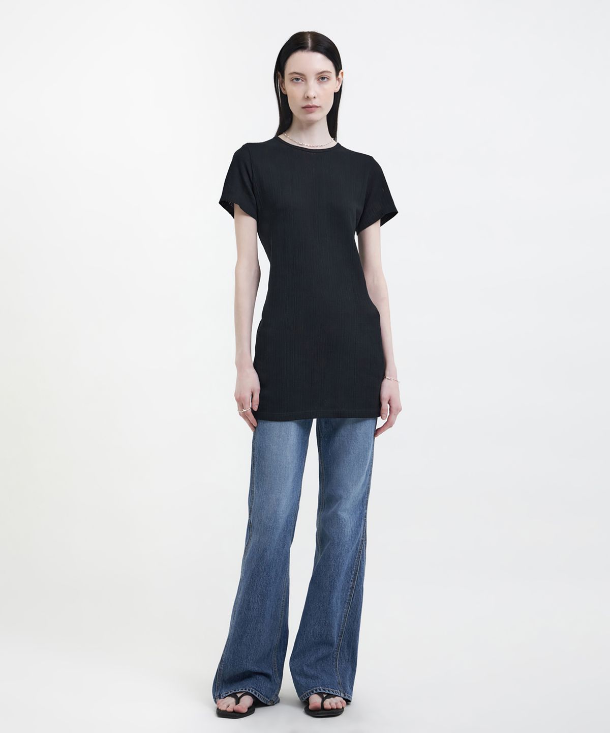 유스(YOUTH) Long-Line Jersey T-Shirt - Black