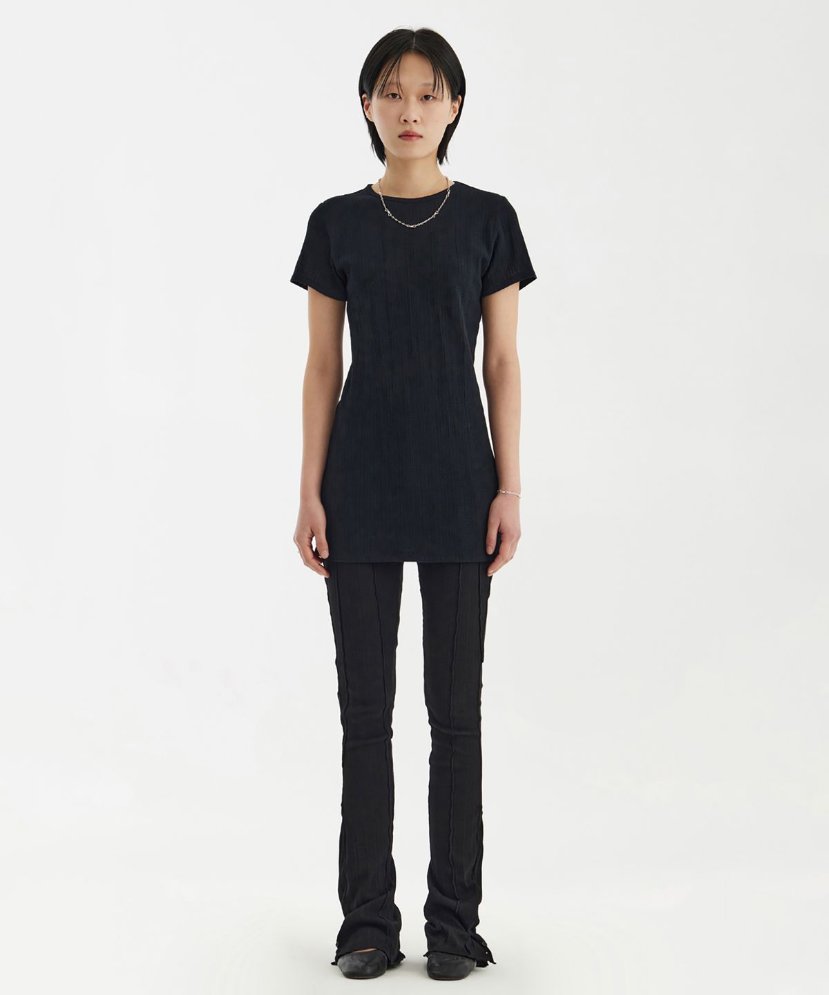 유스(YOUTH) Long-Line Jersey T-Shirt - Black