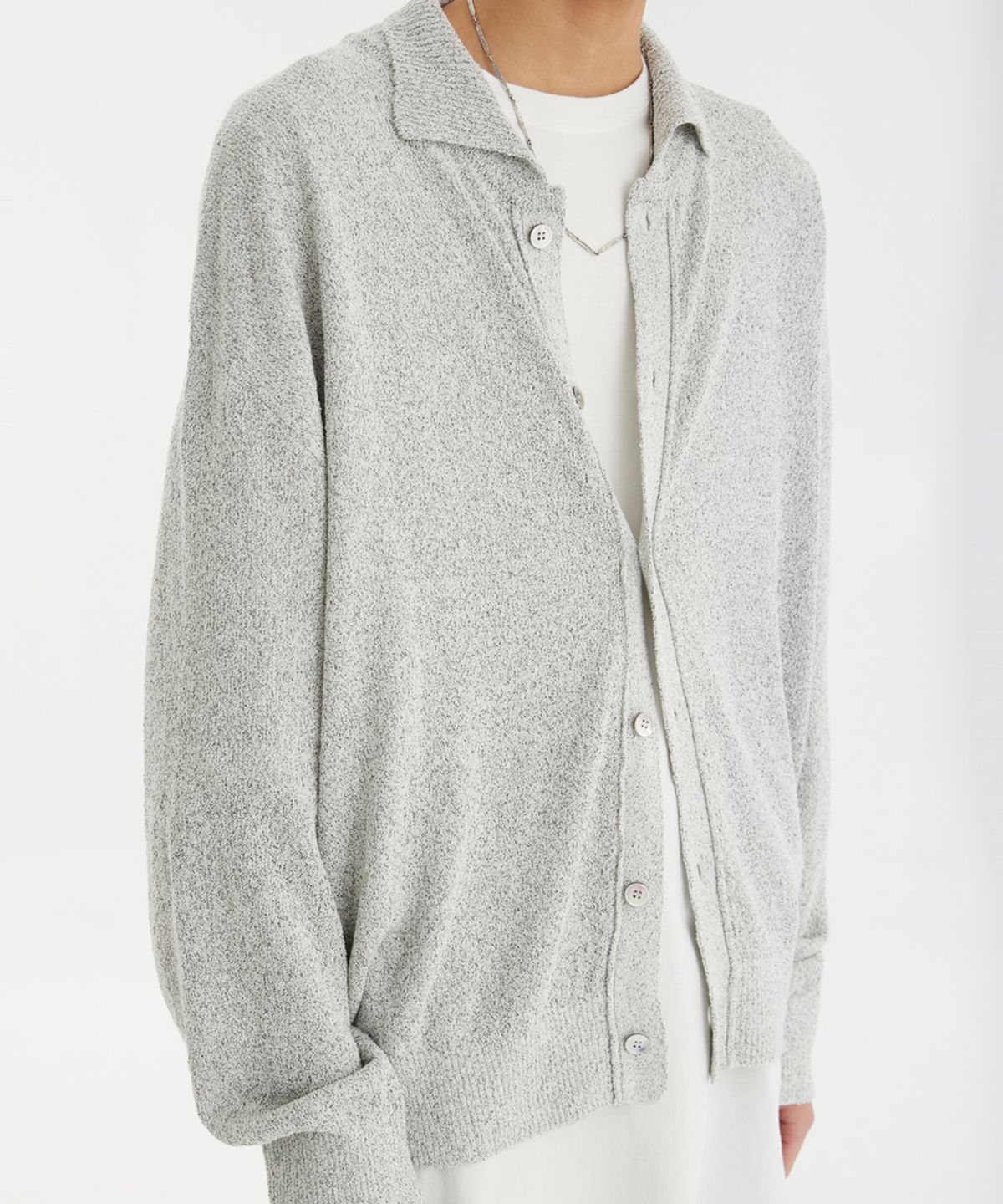 유스(YOUTH) Knit Collar Cardigan - Light Grey