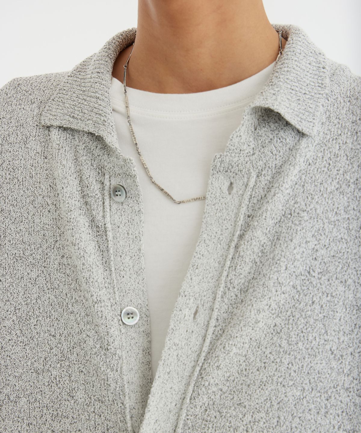 유스(YOUTH) Knit Collar Cardigan - Light Grey