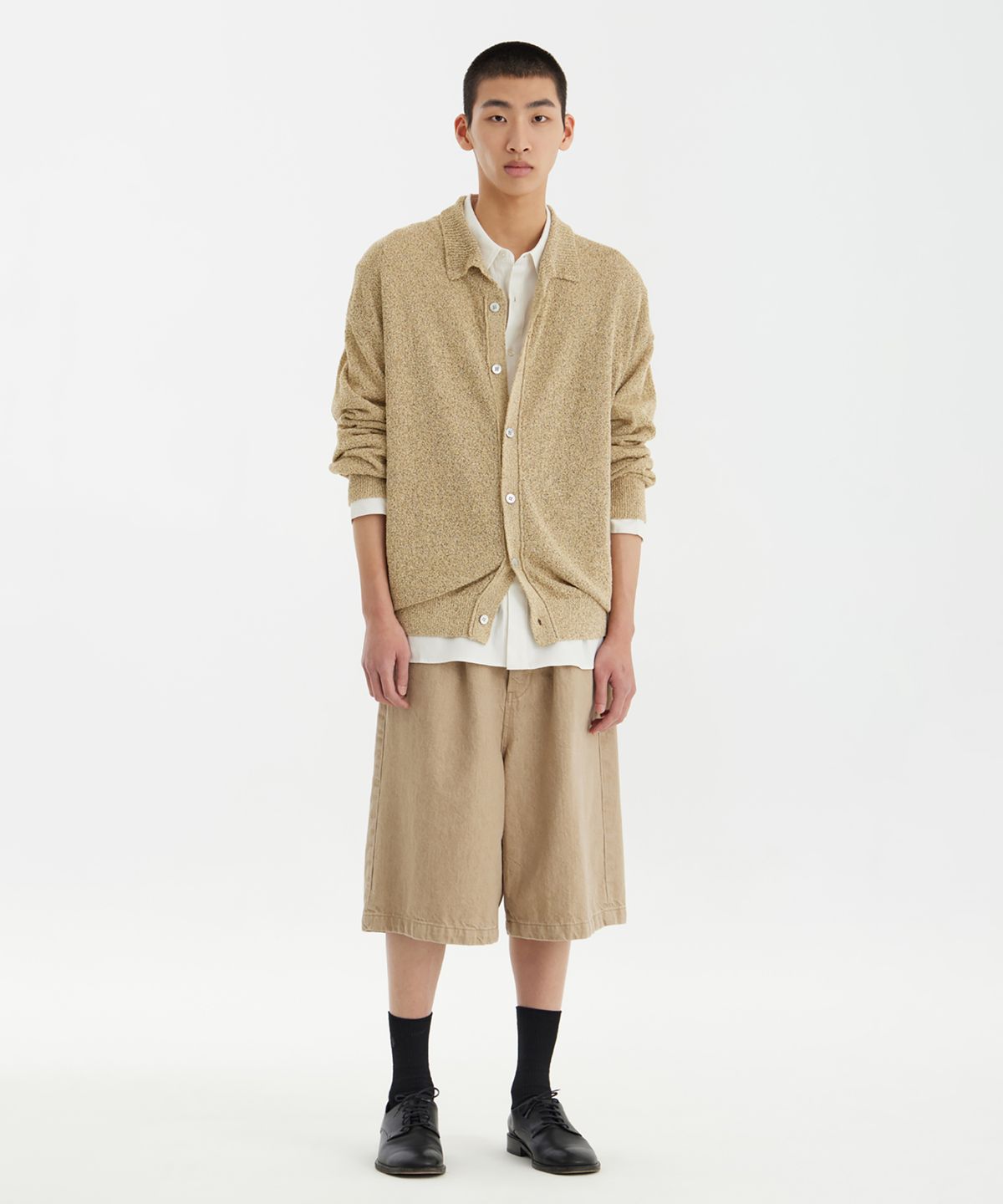 유스(YOUTH) Knit Collar Cardigan - Sand Brown