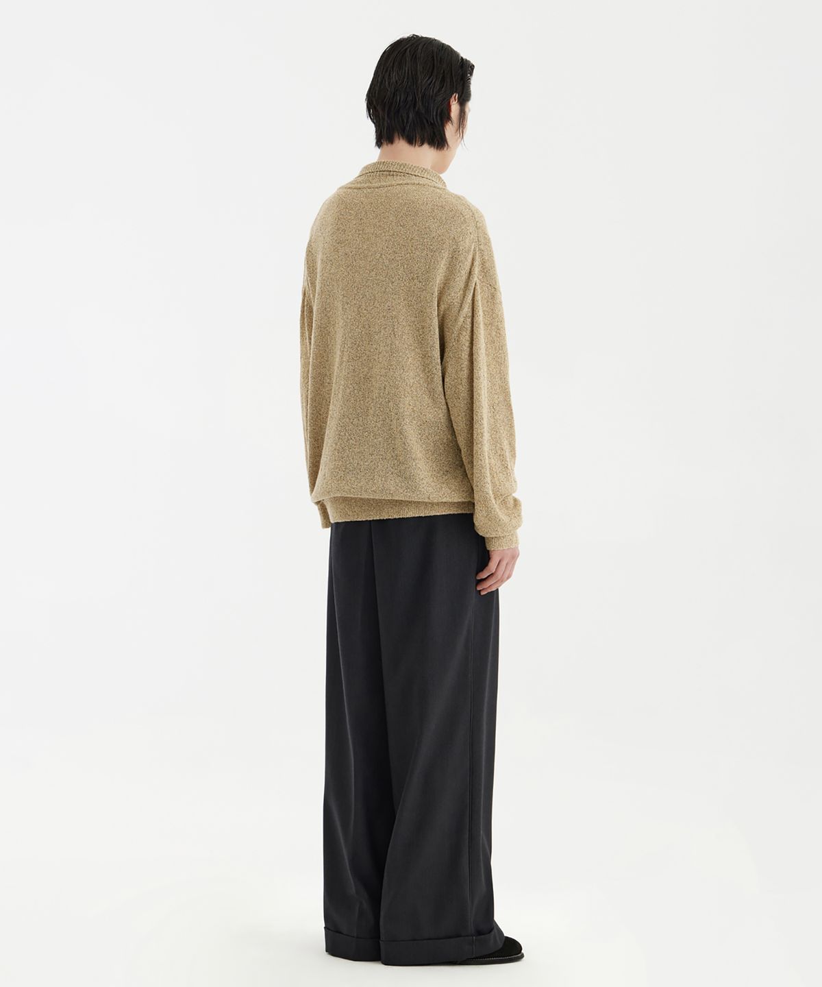 유스(YOUTH) Knit Collar Cardigan - Sand Brown