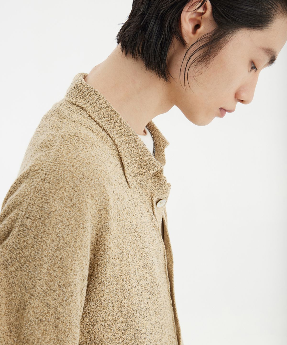 유스(YOUTH) Knit Collar Cardigan - Sand Brown