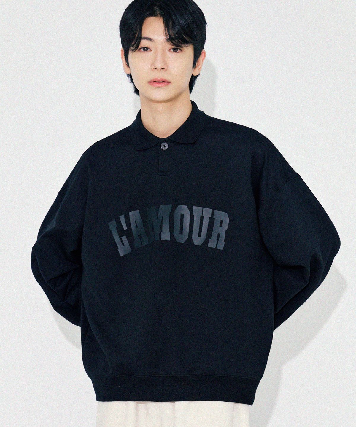 다이아몬드 레이라(DIAMOND LAYLA) LAMOUR Matte Printing PK Sweatshirt T86  Black