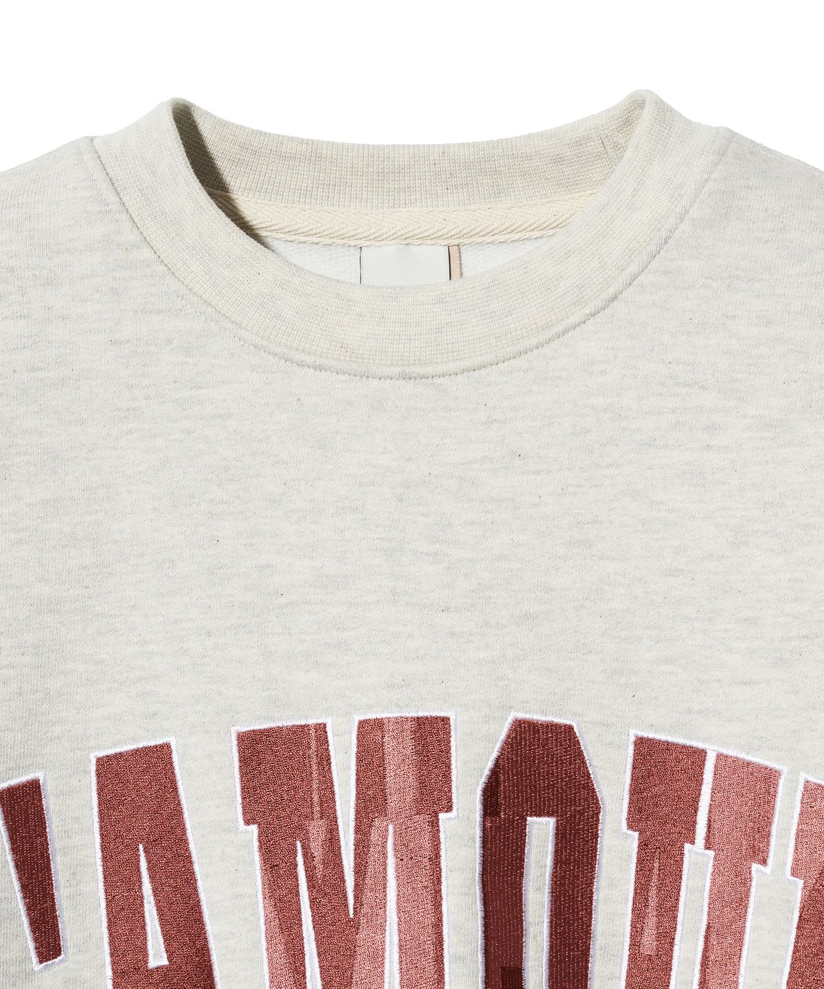 다이아몬드 레이라(DIAMOND LAYLA) LAMOUR Big Embroidery Stitch Sweatshirt T87  Reddish Oatmeal