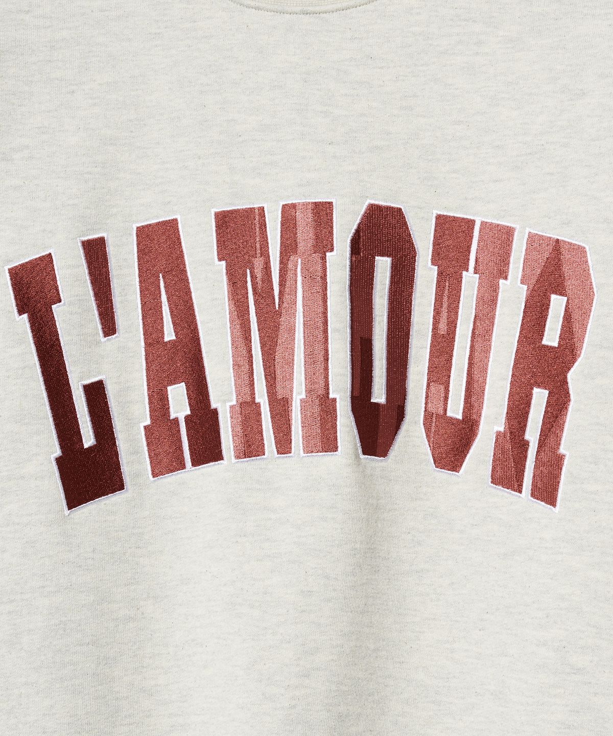 다이아몬드 레이라(DIAMOND LAYLA) LAMOUR Big Embroidery Stitch Sweatshirt T87  Reddish Oatmeal