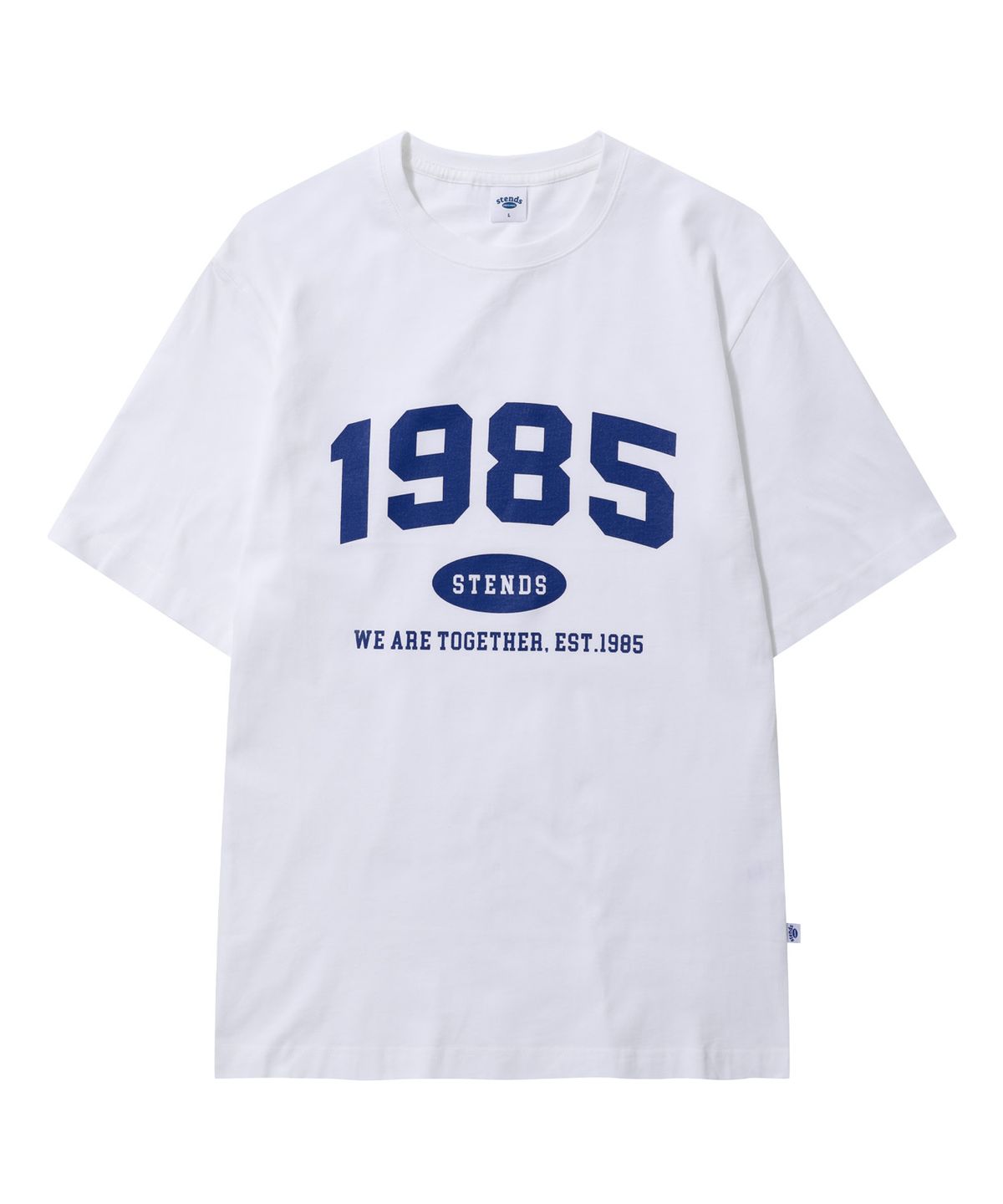 스탠즈(STENDS) [S~5XL] 1985 아치 로고 티셔츠_화이트-블루