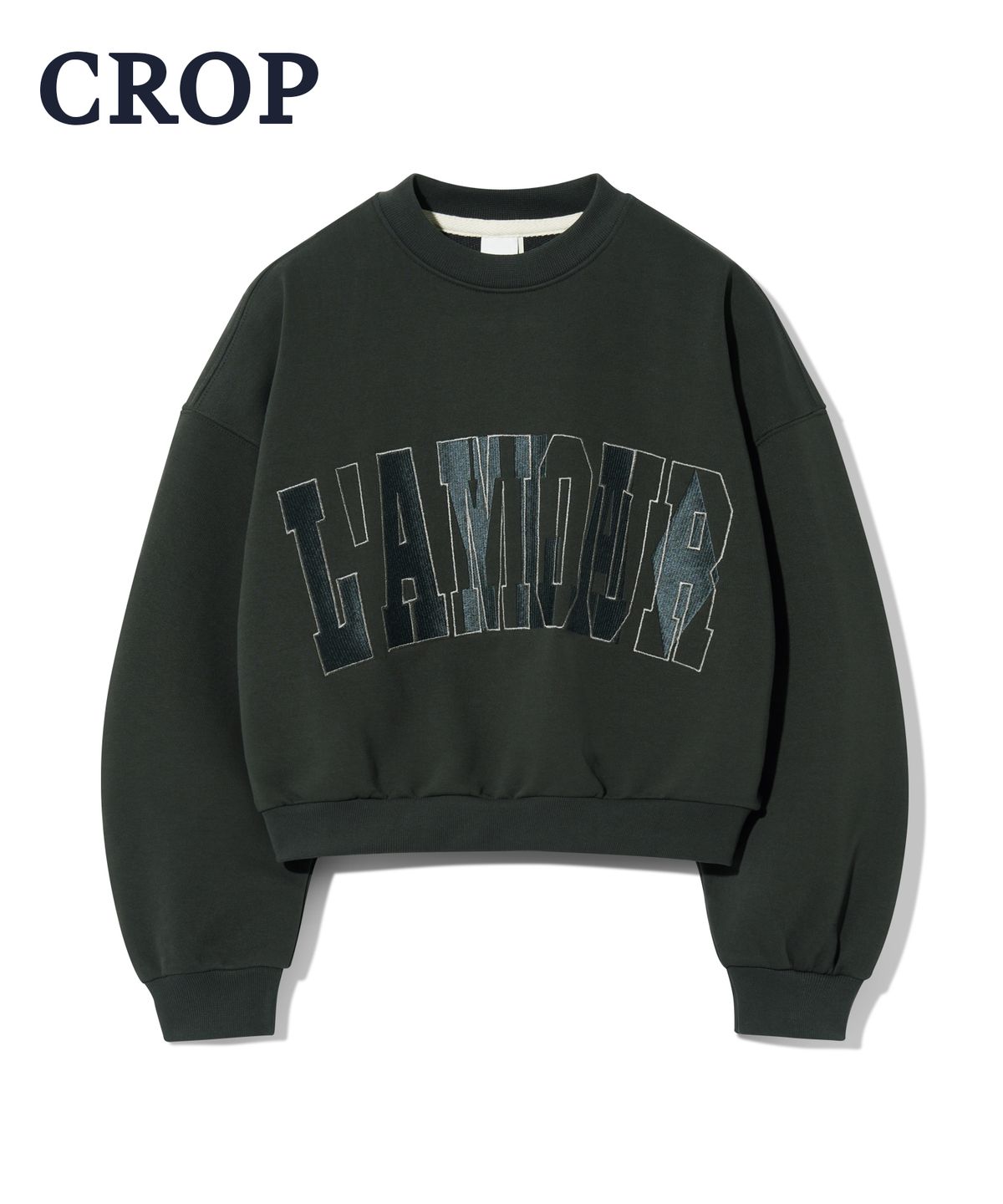다이아몬드 레이라(DIAMOND LAYLA) [CROP] LAMOUR Big Embroidery Stitch Sweatshirt T87  Charcoal