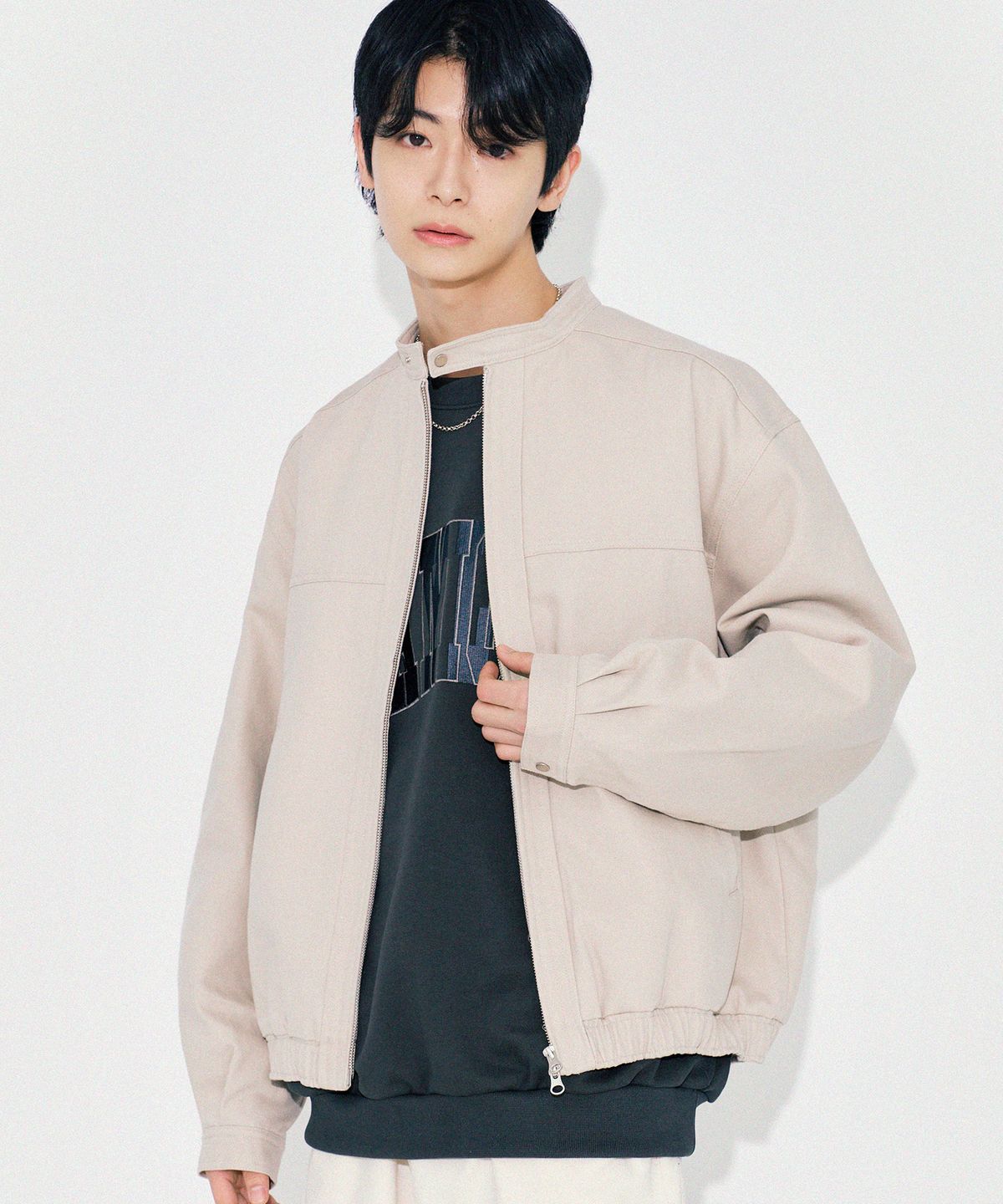 다이아몬드 레이라(DIAMOND LAYLA) Mood Biker Denim Jacket  J32  Elephant ivory Denim