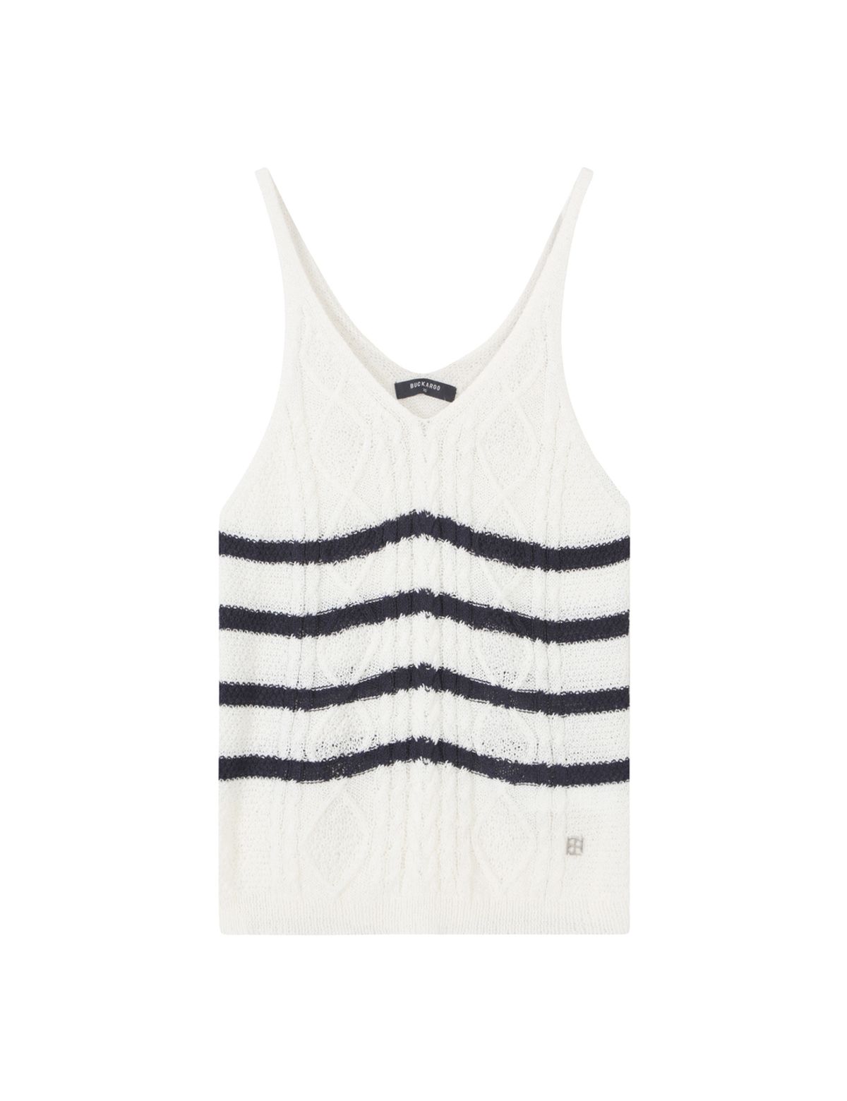 버커루(BUCKAROO) 여성 A/C/N 꽈배기 V넥 VEST 화이트