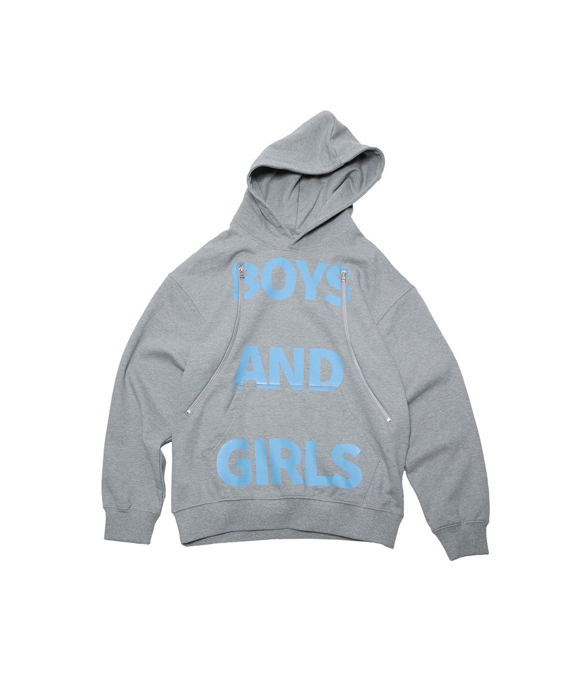 더뮤지엄비지터(THEMUSEUMVISITOR) BNG PRINTED CURVERD ZIPPER HOODY (GREY)