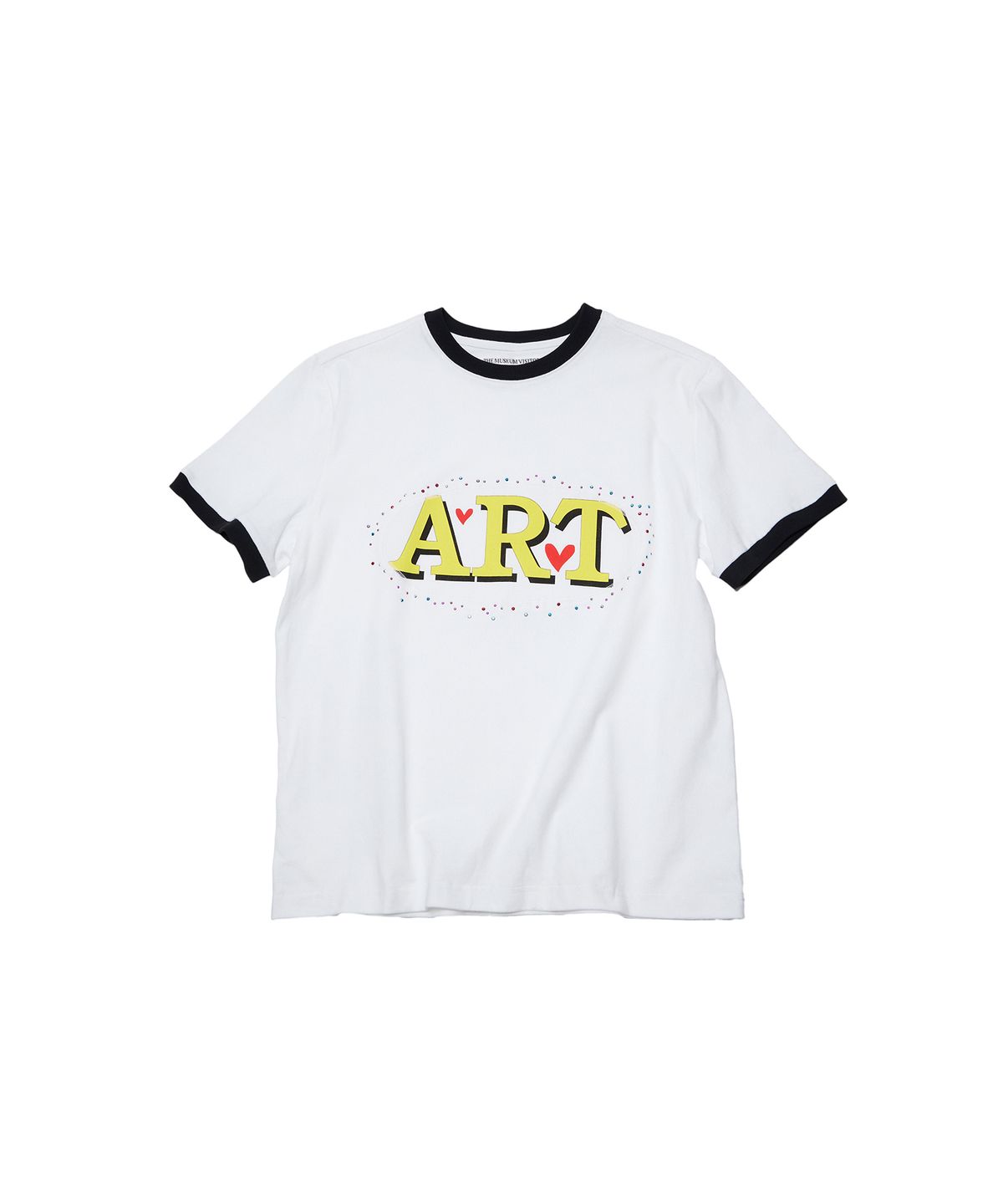 더뮤지엄비지터(THEMUSEUMVISITOR) CUT-OUT ART STUD T-SHIRT (WHITE / BLACK)