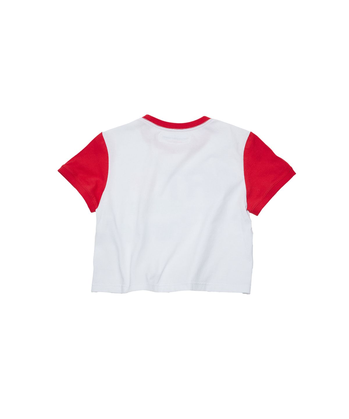 더뮤지엄비지터(THEMUSEUMVISITOR) AMBG PRINTED CROP T-SHIRT (WHITE / RED)