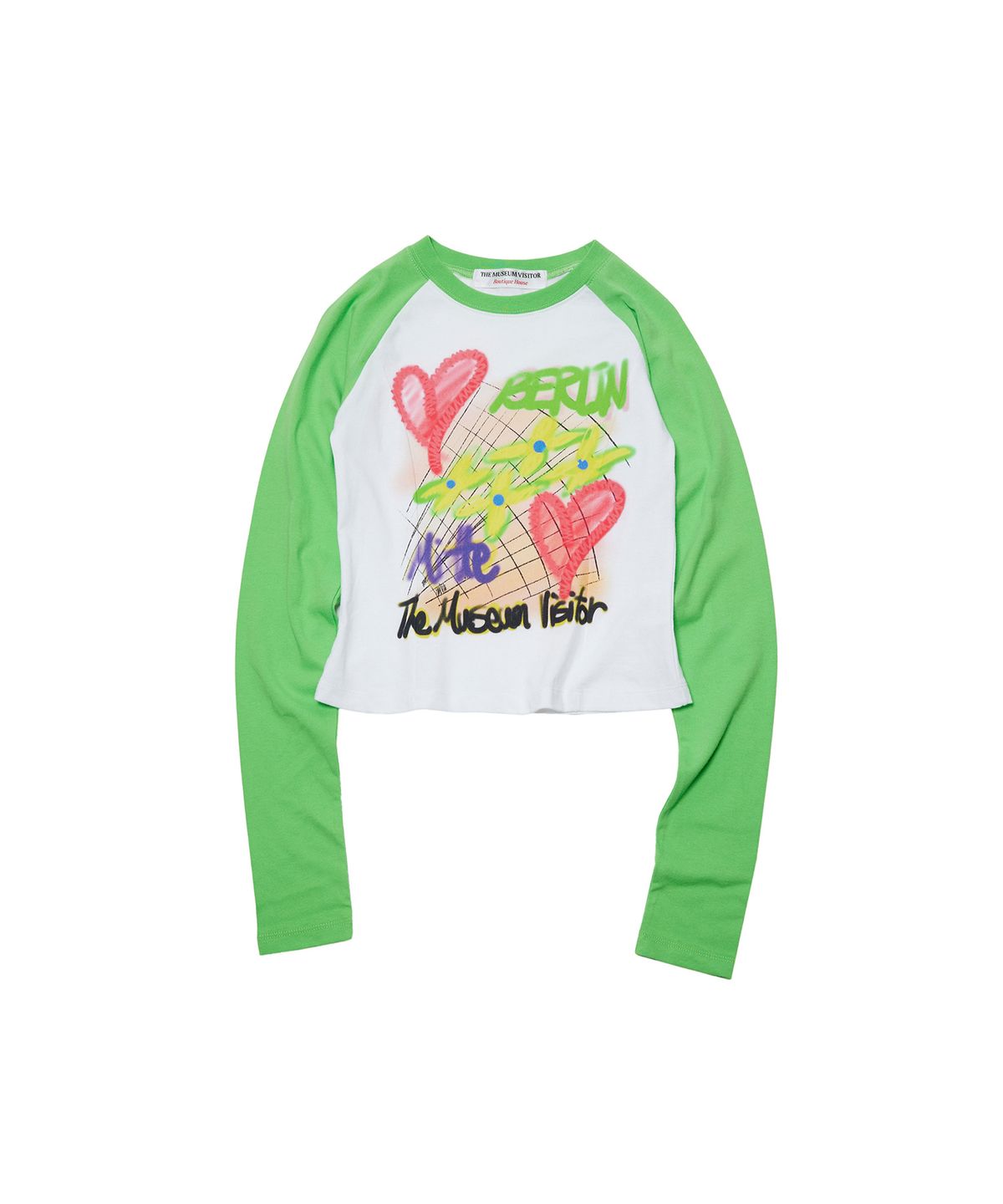 더뮤지엄비지터(THEMUSEUMVISITOR) ESSENTIAL TMV PAINTING RAGLAN LONG SLEEVE (GREEN)