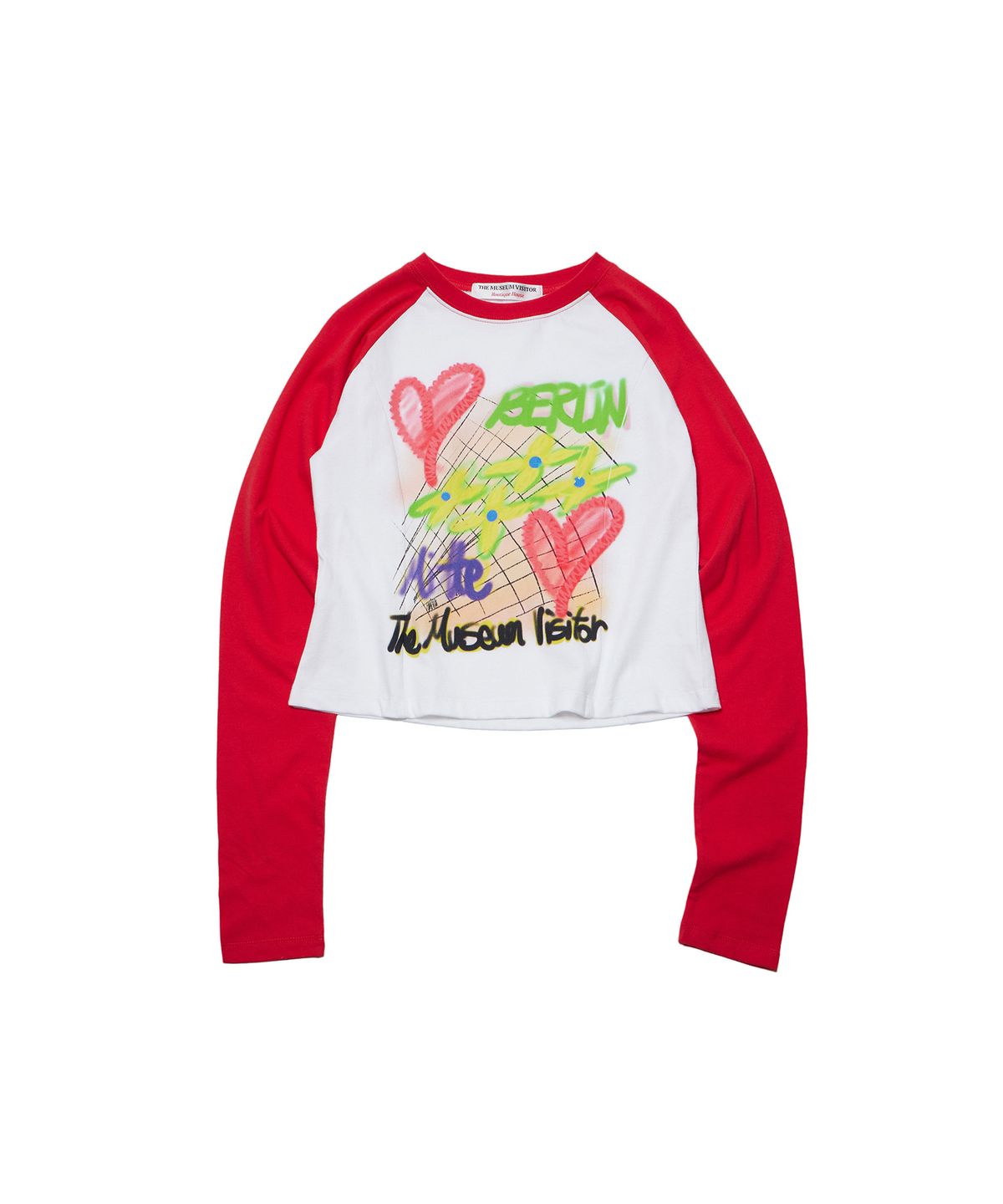더뮤지엄비지터(THEMUSEUMVISITOR) ESSENTIAL TMV PAINTING RAGLAN LONG SLEEVE (RED)