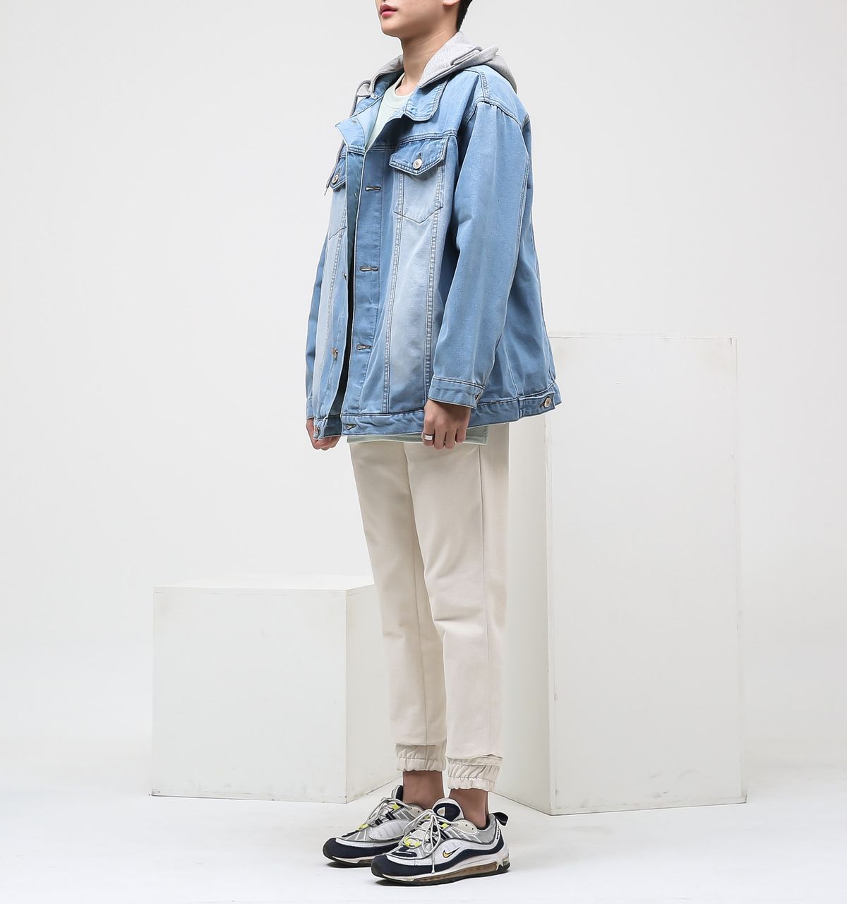 음(UMM) 후드분리워싱데님자켓 연청