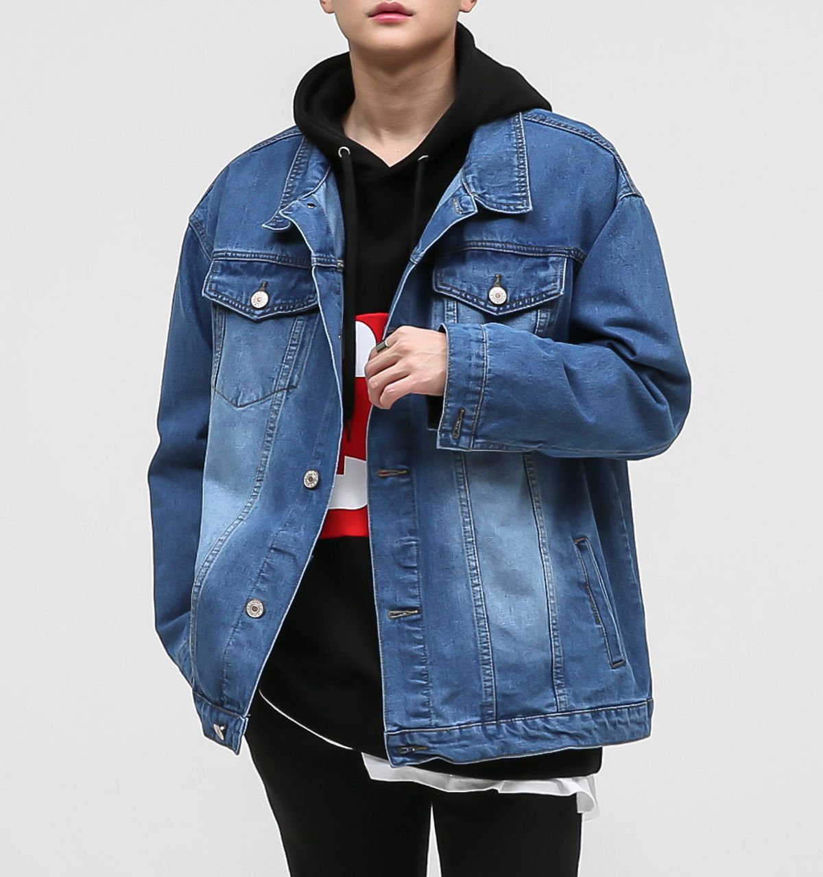 음(UMM) 후드분리워싱데님자켓 중청