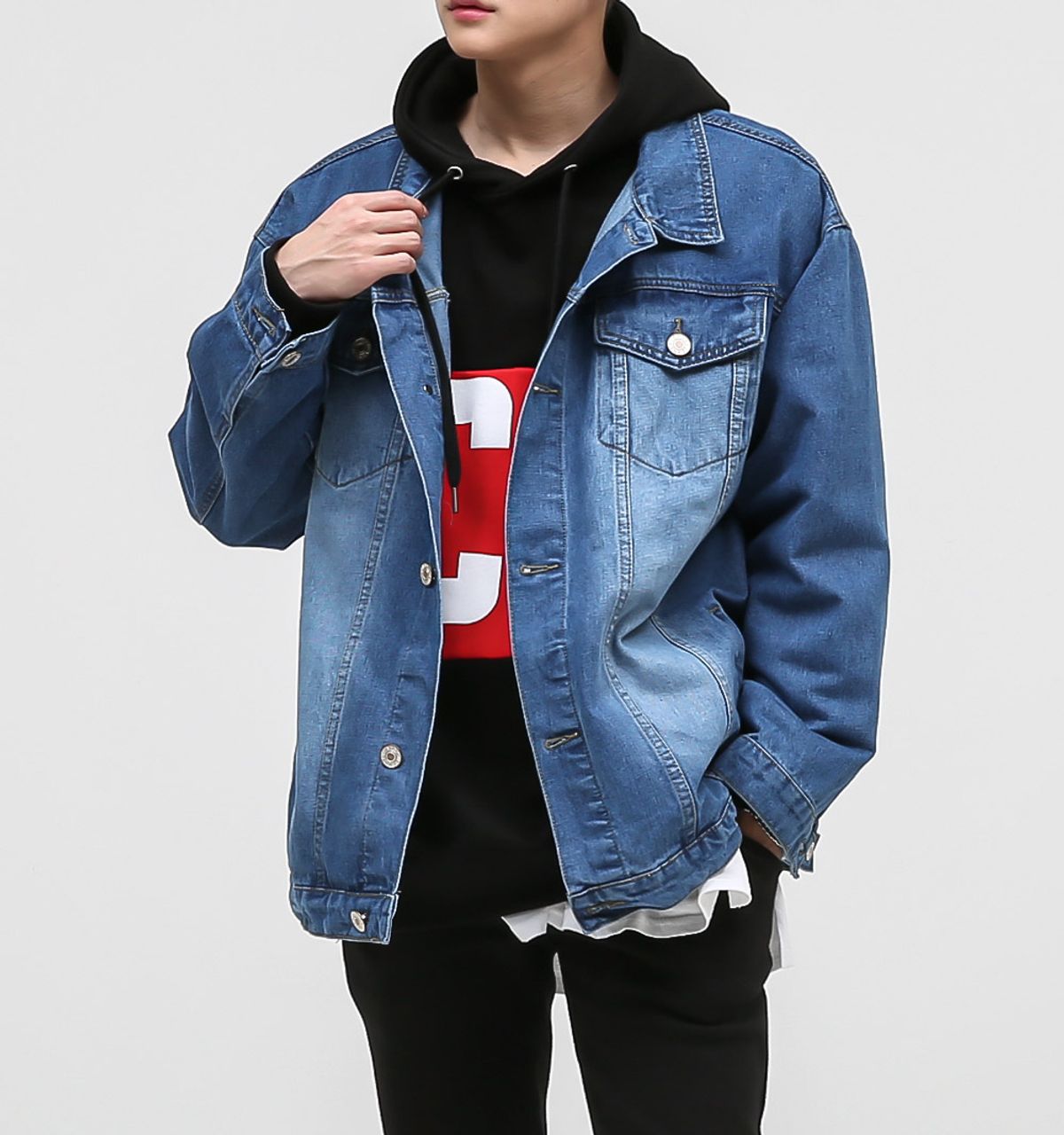 음(UMM) 후드분리워싱데님자켓 중청