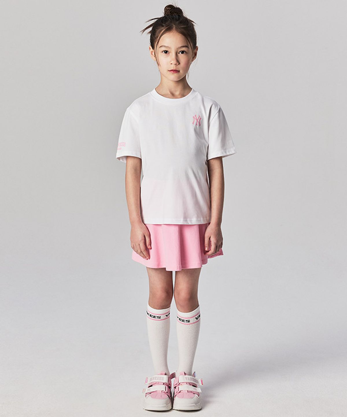 엠엘비 키즈(MLB KIDS) 바시티 3PCS 베스트 반팔 세트 (여아) NY (Pink)