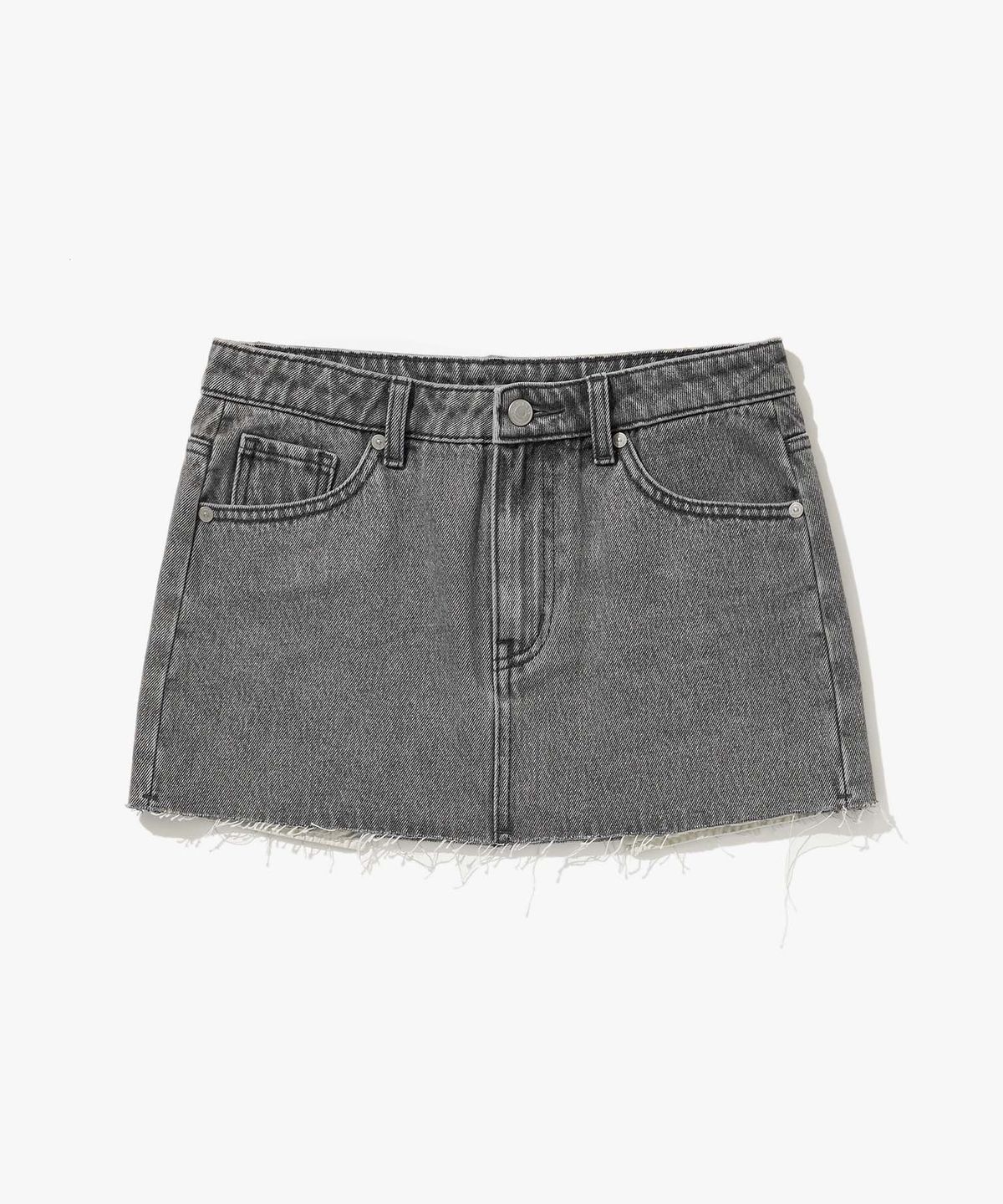 플랙 우먼(PLAC WOMEN) 그레이 워시드 M19 데님 미니 스커트