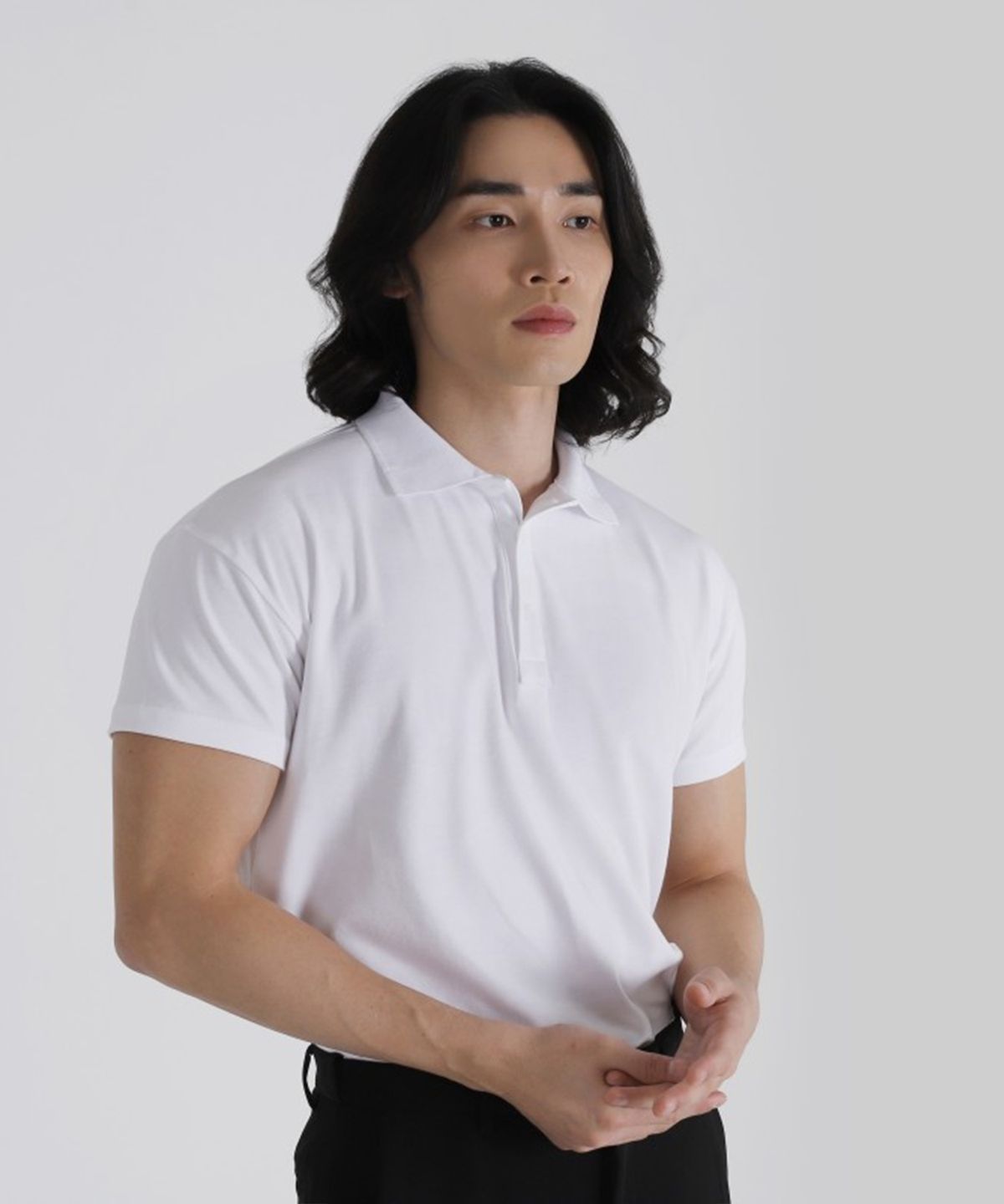 보스트핏(BOASTFIT) 시그니처 코튼모달 머슬핏 카라티 폴화이트