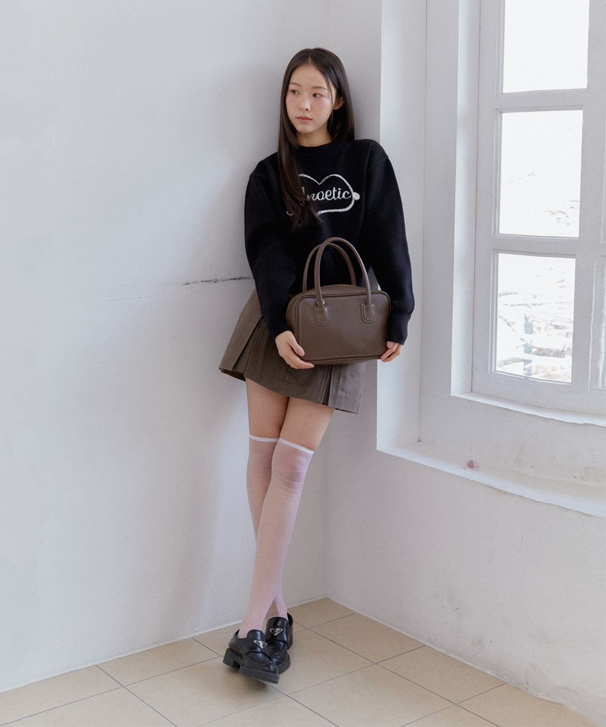 아노에틱(ANOETIC) STITCH TOTE BAG_BROWN