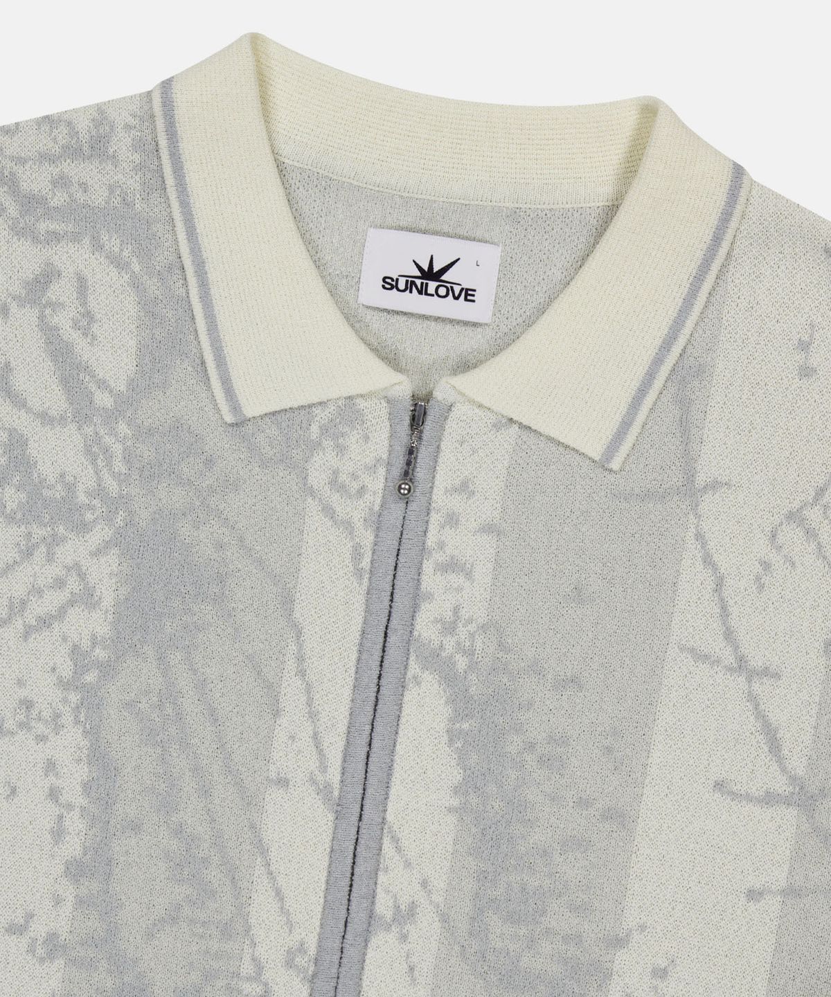 썬러브투어(SUNLOVETOUR) Jacquard Full Zip Knit Polo Beige