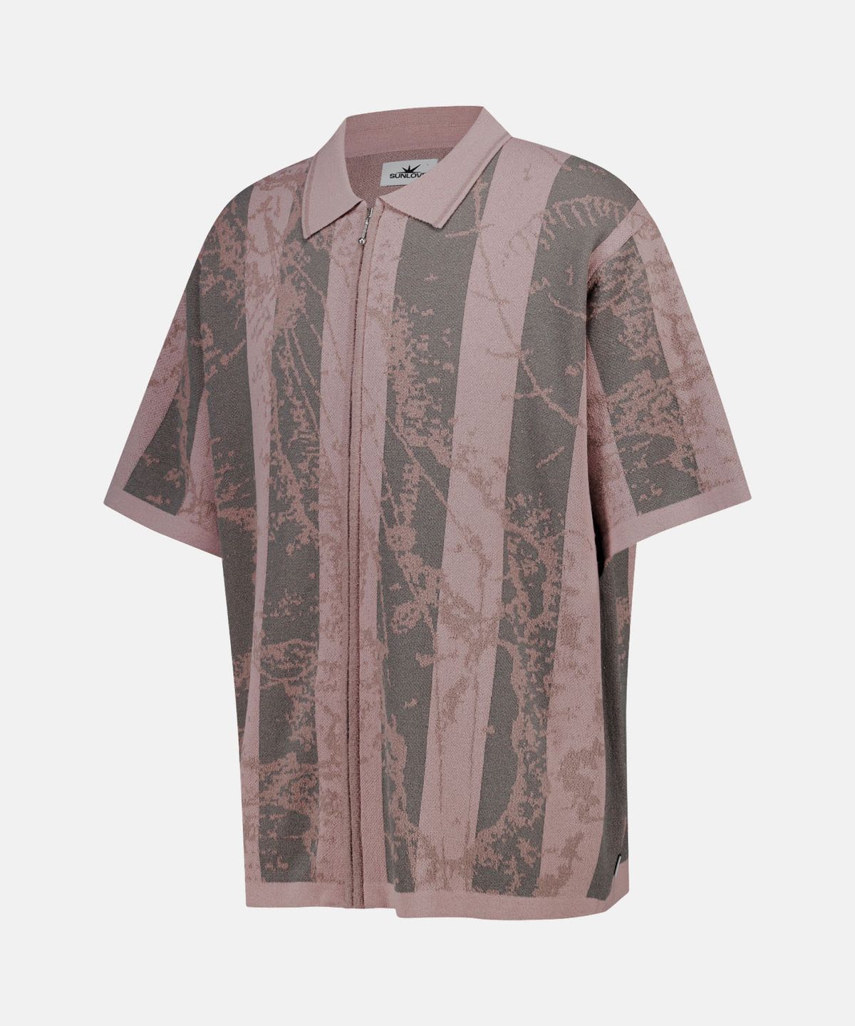 썬러브투어(SUNLOVETOUR) Jacquard Full Zip Knit Polo Pink