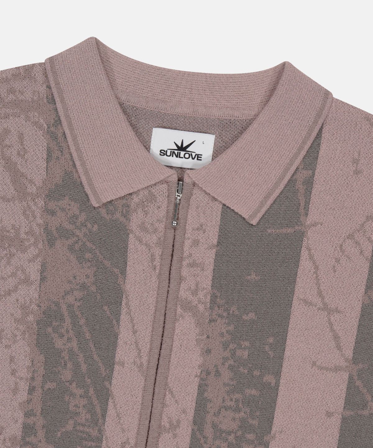 썬러브투어(SUNLOVETOUR) Jacquard Full Zip Knit Polo Pink