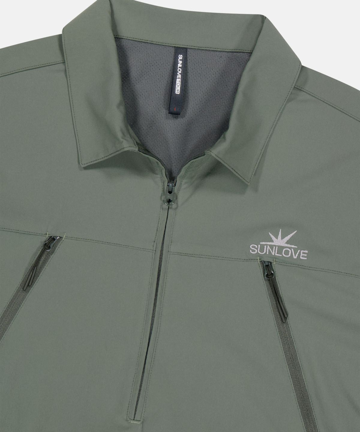 썬러브투어(SUNLOVETOUR) Active Half Zip Woven Polo Khaki