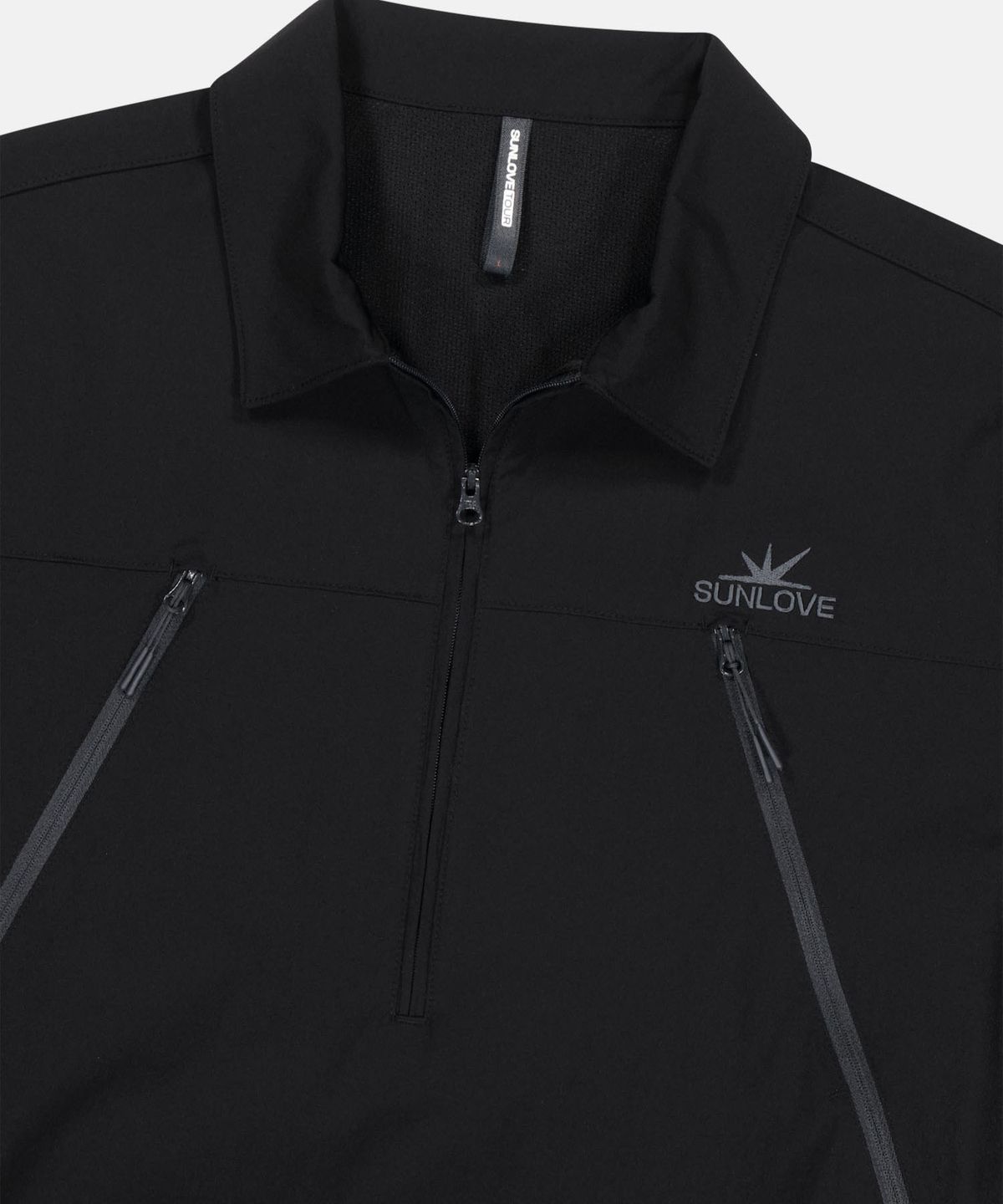 썬러브투어(SUNLOVETOUR) Active Half Zip Woven Polo Black