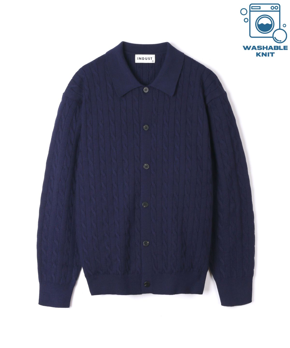 인더스트(INDUST) 워셔블 케이블 카라 가디건_5COLOR