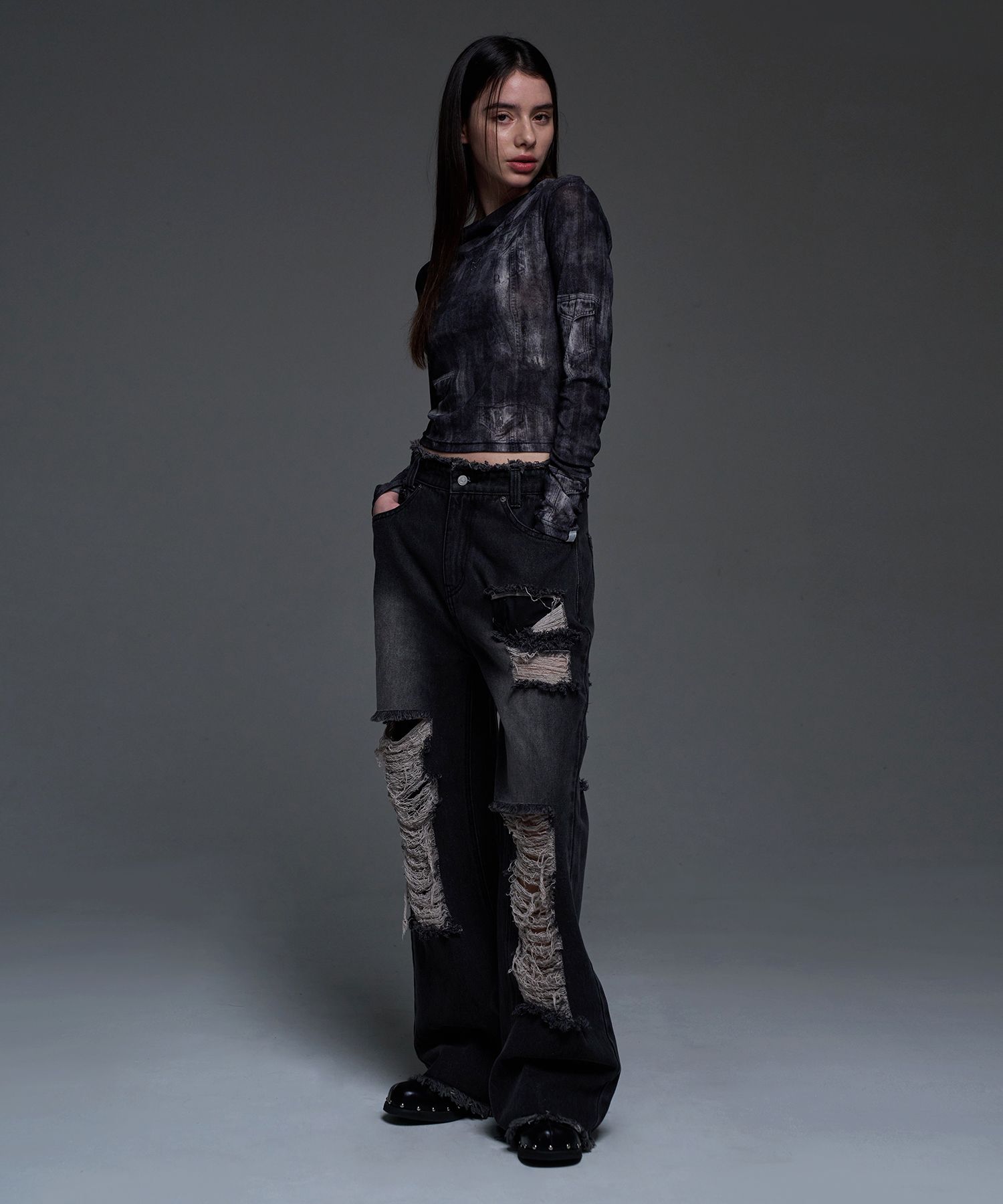 【NASTY FANCY CLUB】DENIMWASHINGCOWLHOODIE NASTY FANCY CLUB】DENIMWASHINGCOWLHOODIE