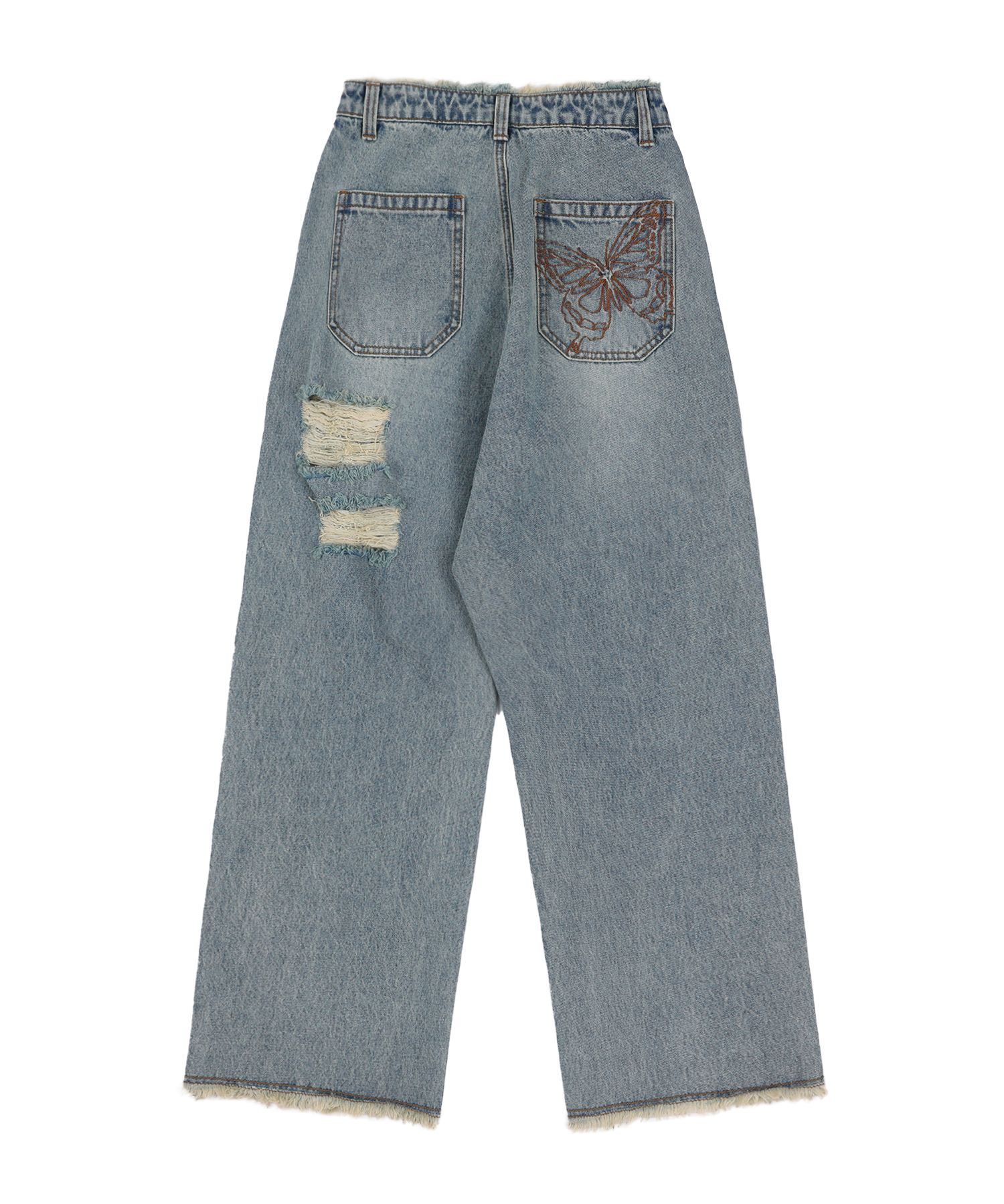 MUSINSA | FANCY CLUB [NF] Destroyed wide denim pants (BLUE)_