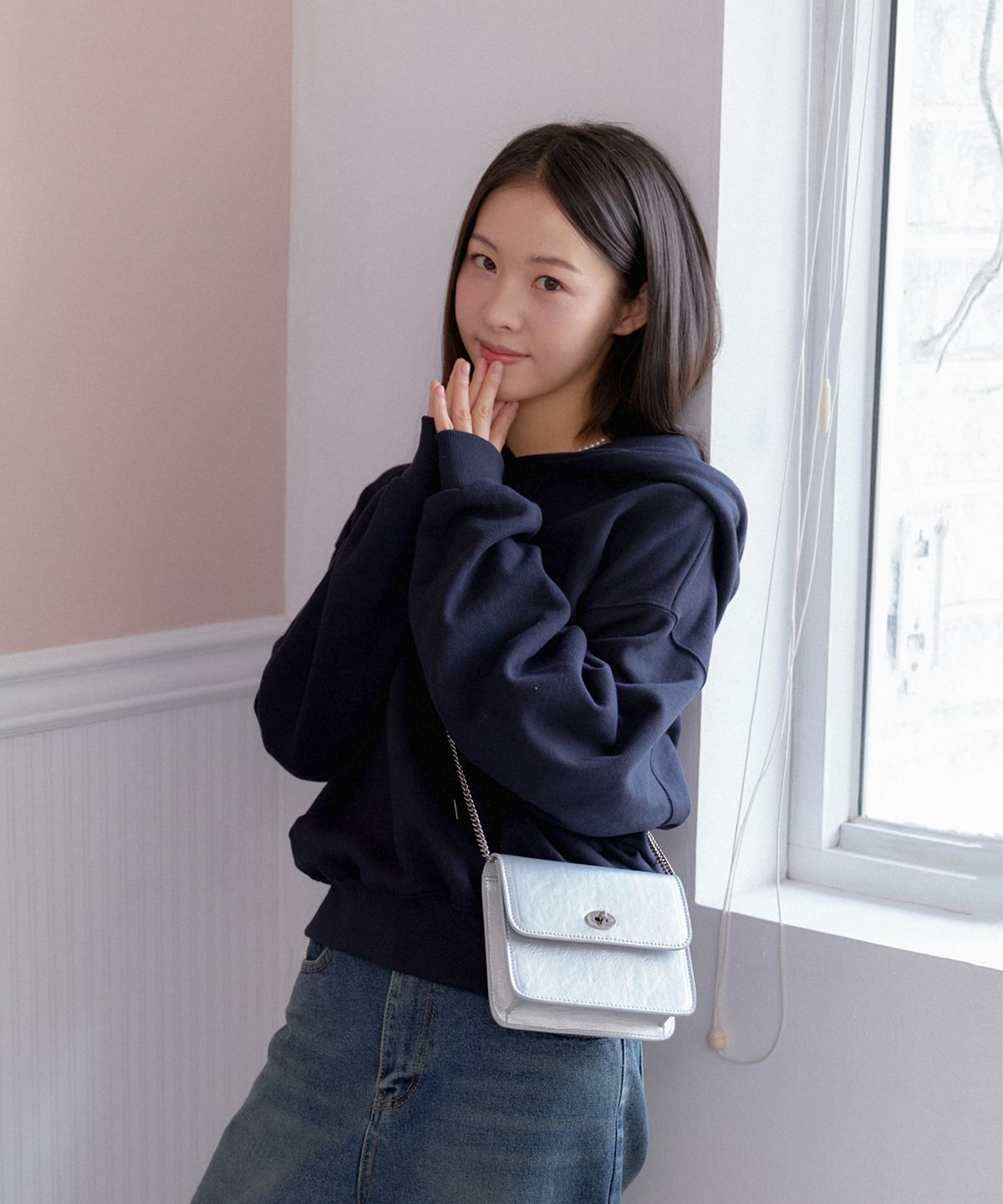 아노에틱(ANOETIC) ANC CLASSIC CRINKLE SQUARE BAG_SILVER