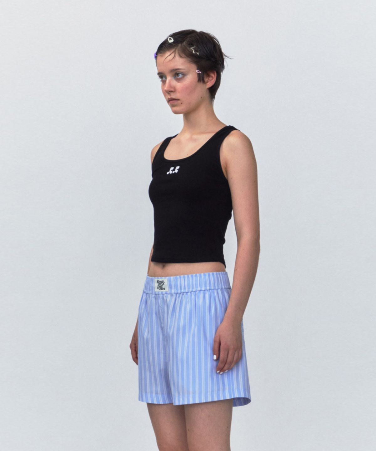 레스트앤레크레이션(REST&RECREATION) RR LOGO SHORT TANK TOP_BLACK