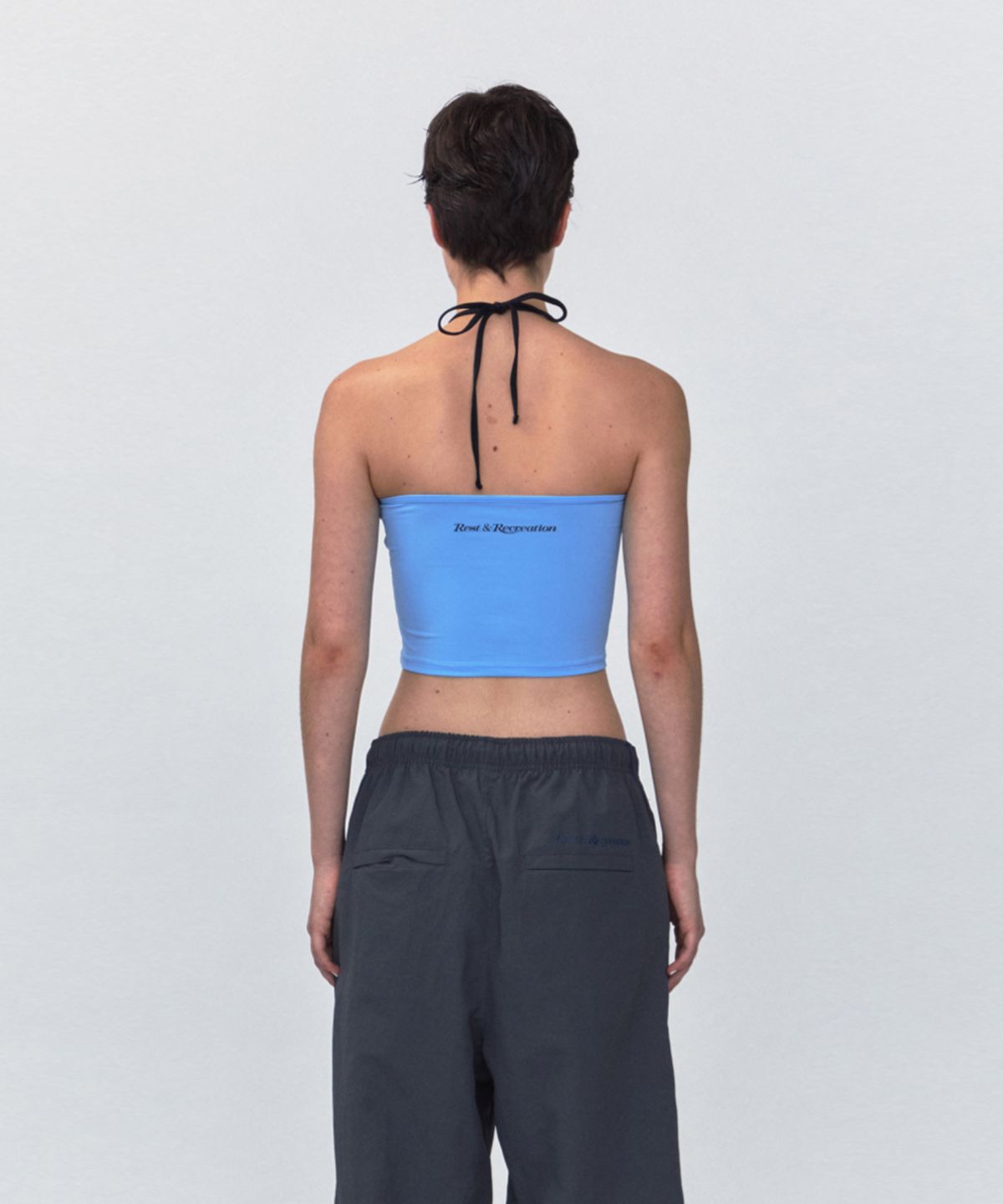 레스트앤레크레이션(REST&RECREATION) RR HALTER NECK CROP TOP_BLUE