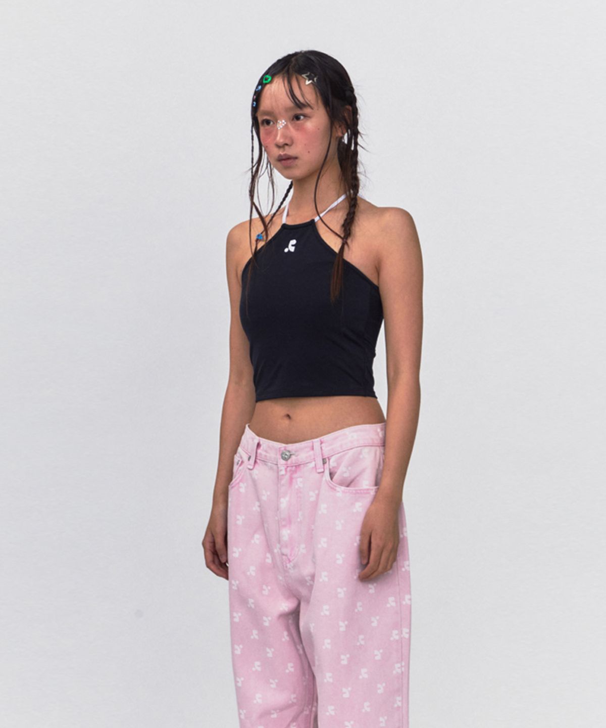 레스트앤레크레이션(REST&RECREATION) RR HALTER NECK CROP TOP_BLACK