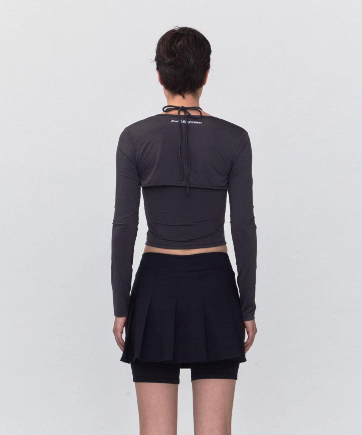 레스트앤레크레이션(REST&RECREATION) RR BOLERO + HALTER TOP_CHARCOAL