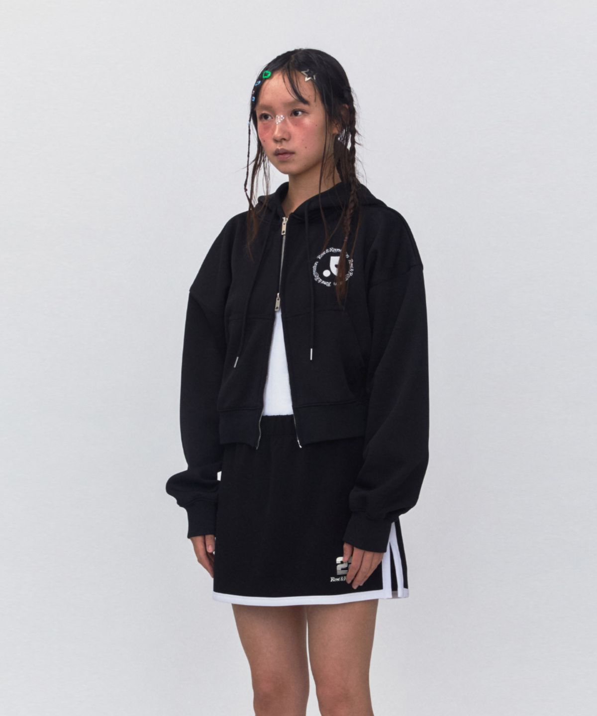 레스트앤레크레이션(REST&RECREATION) RR 2WAY ZIP-UP HOODIE_BLACK