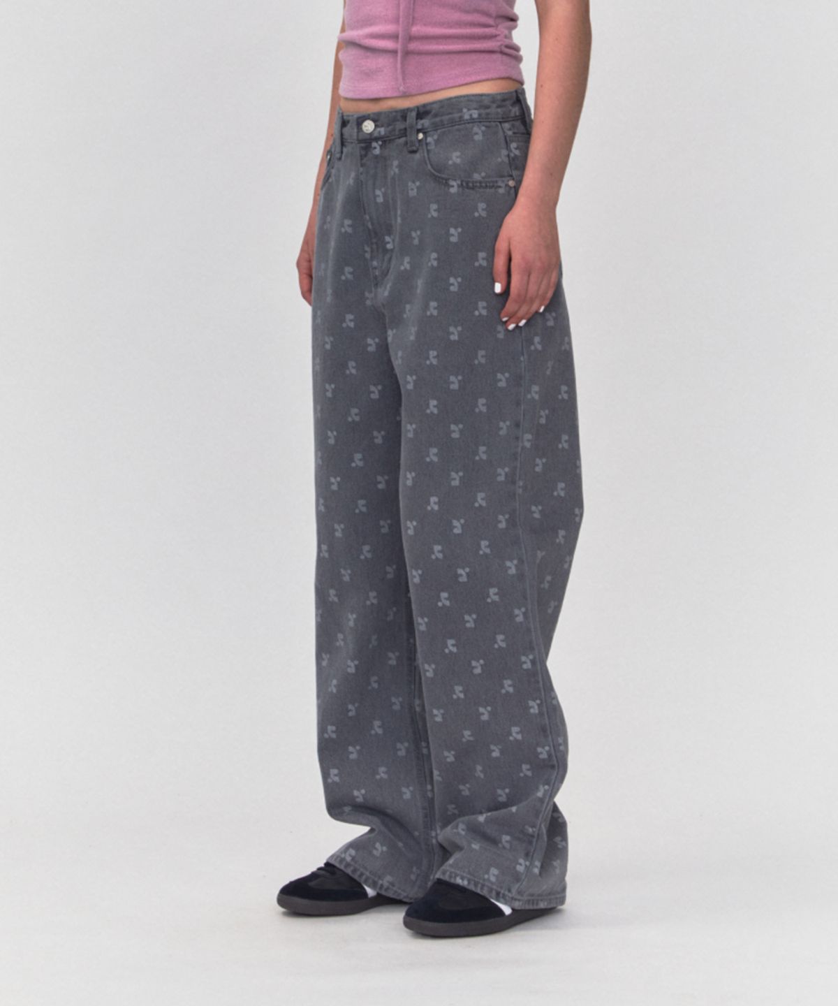 레스트앤레크레이션(REST&RECREATION) RR LOGO PRINTED JEANS_LIGHT GREY