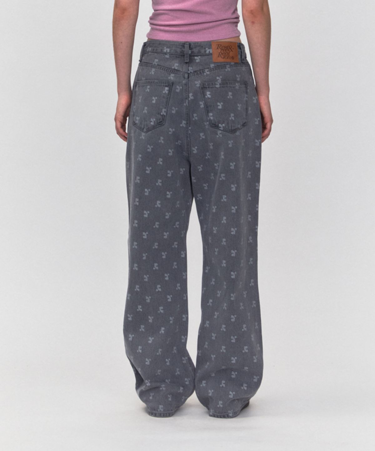 레스트앤레크레이션(REST&RECREATION) RR LOGO PRINTED JEANS_LIGHT GREY