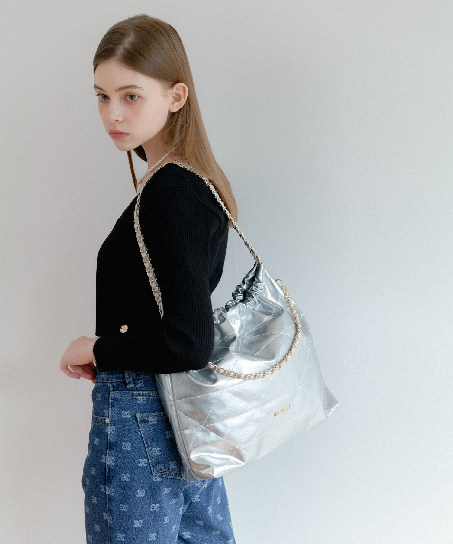 【ANOETIC】ANC DRAW CHAIN SHOULDER BAG_5COLOR MUSINSA公式 | ANOETIC ANC DRAW CHAIN SHOULDER BAG_SILVER